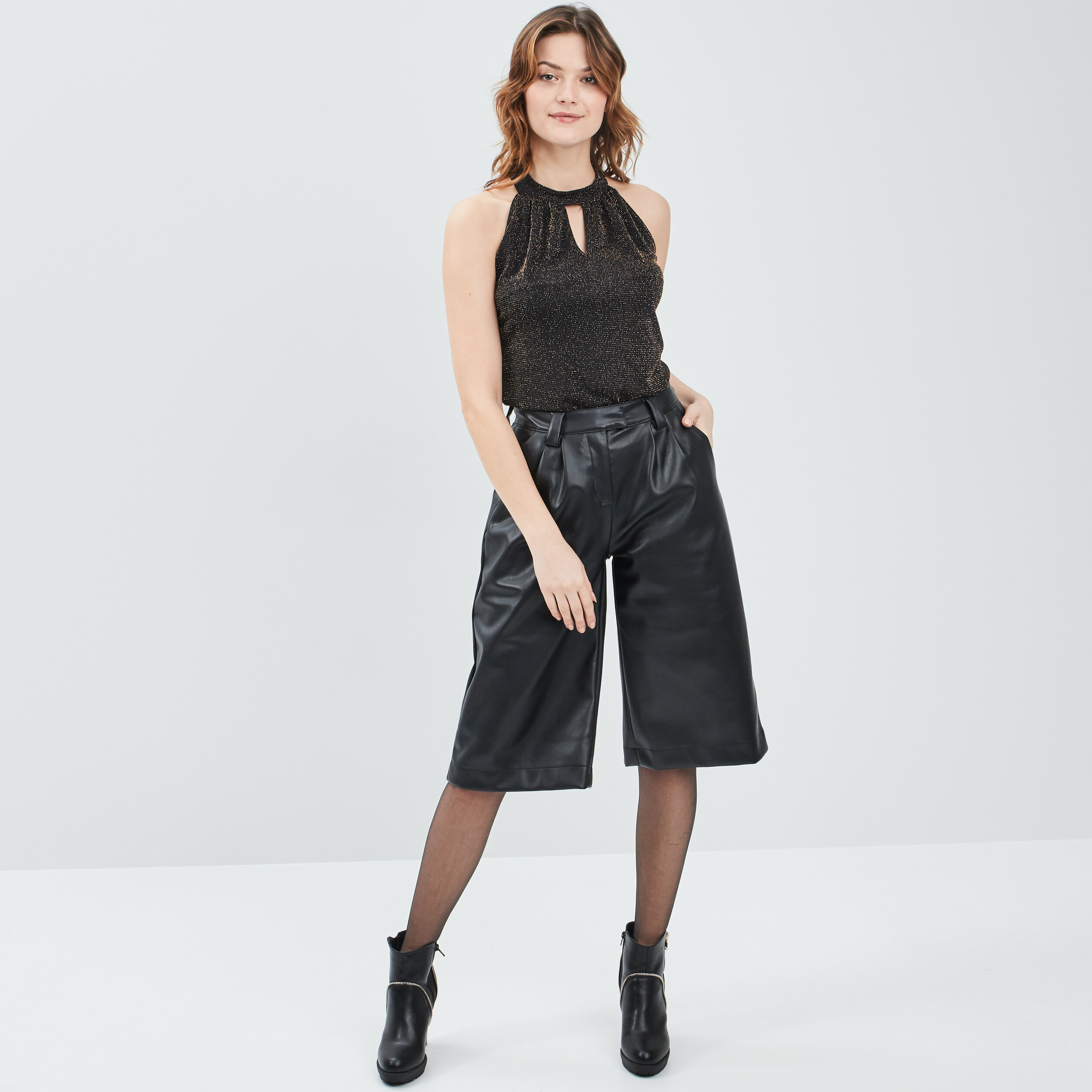 Bermuda simili online cuir femme
