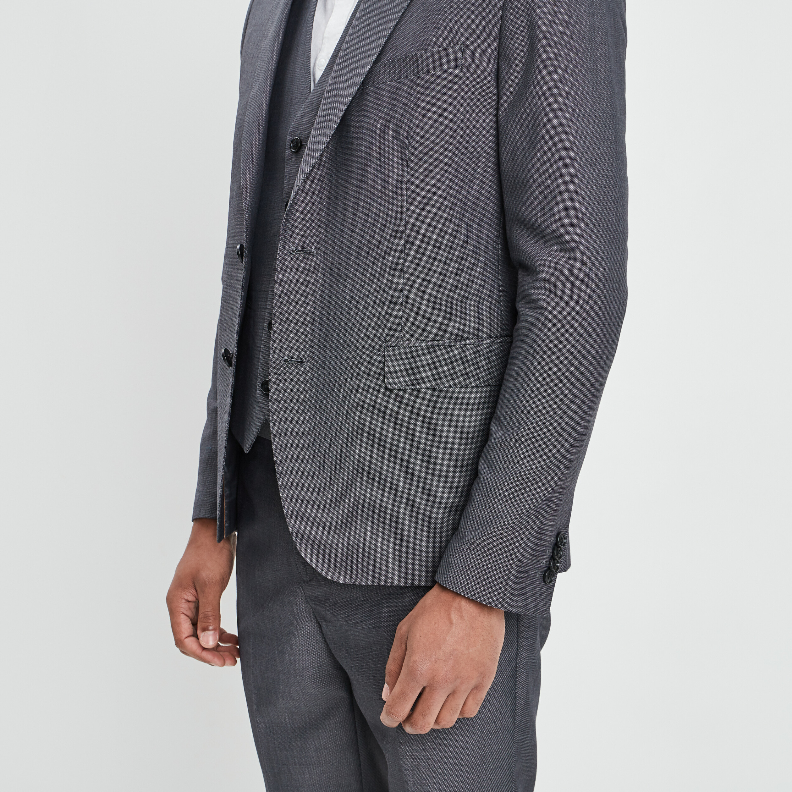 Veste ajustée boutonnée gris clair homme