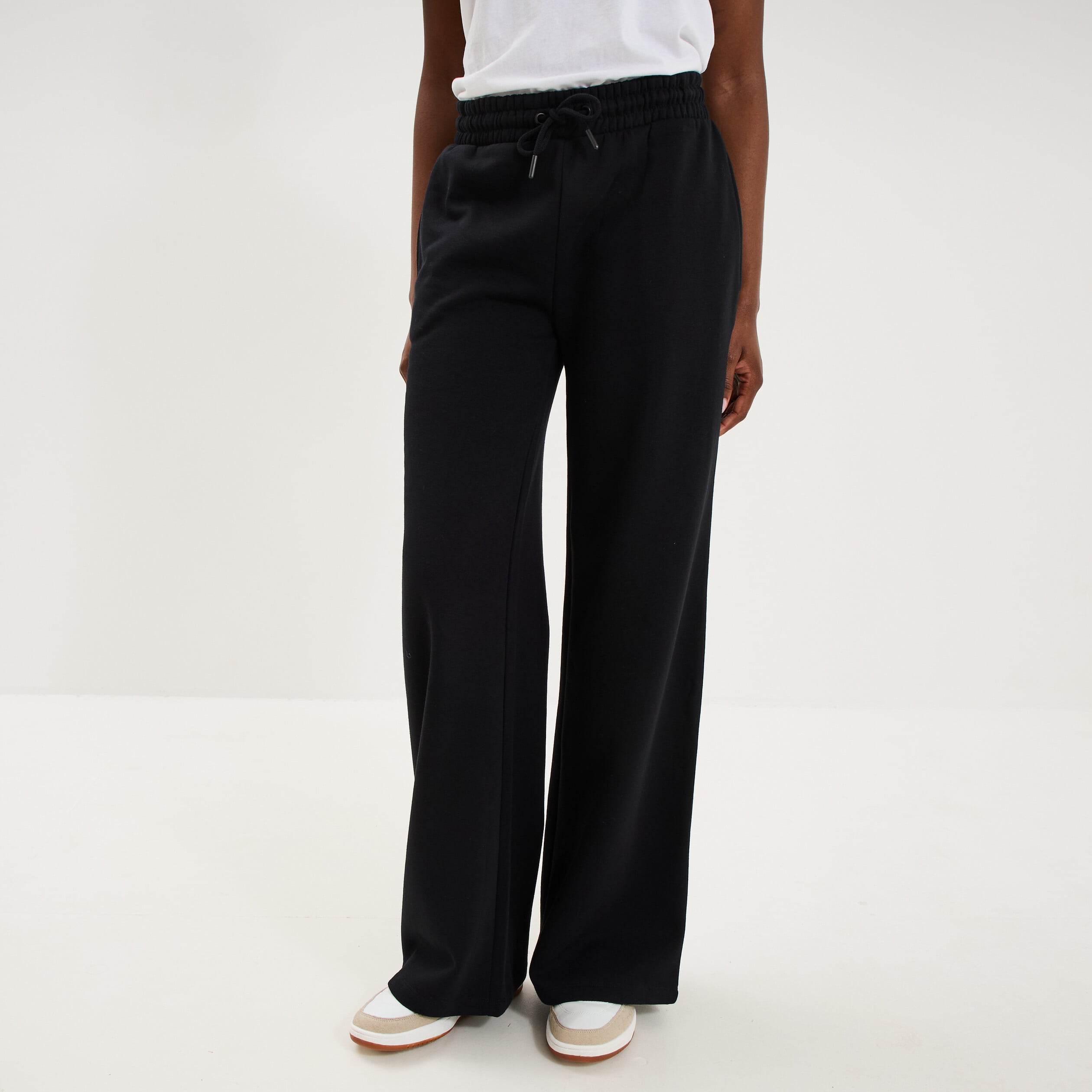 Pantalon de jogging molletonn&eacute; large noir femme