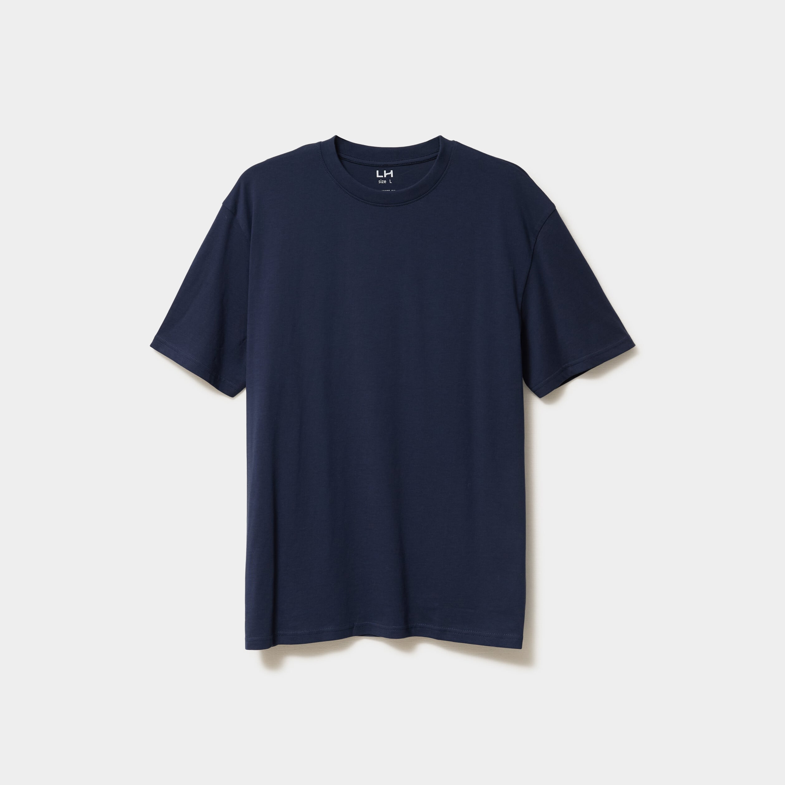 T-shirt col rond coupe relax coton &eacute;pais bleu marine homme