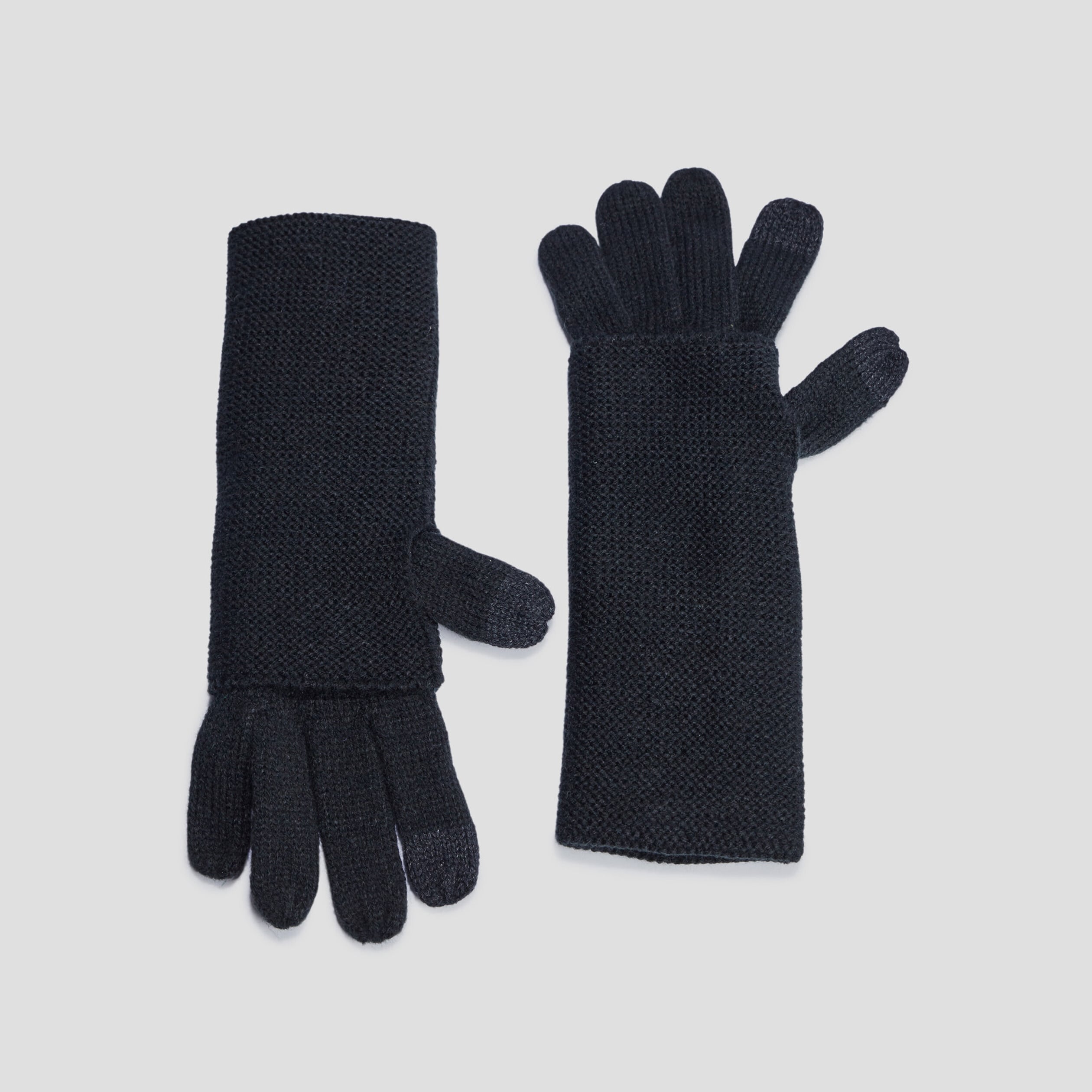 Gants 2-en-1 longs tactiles noir femme
