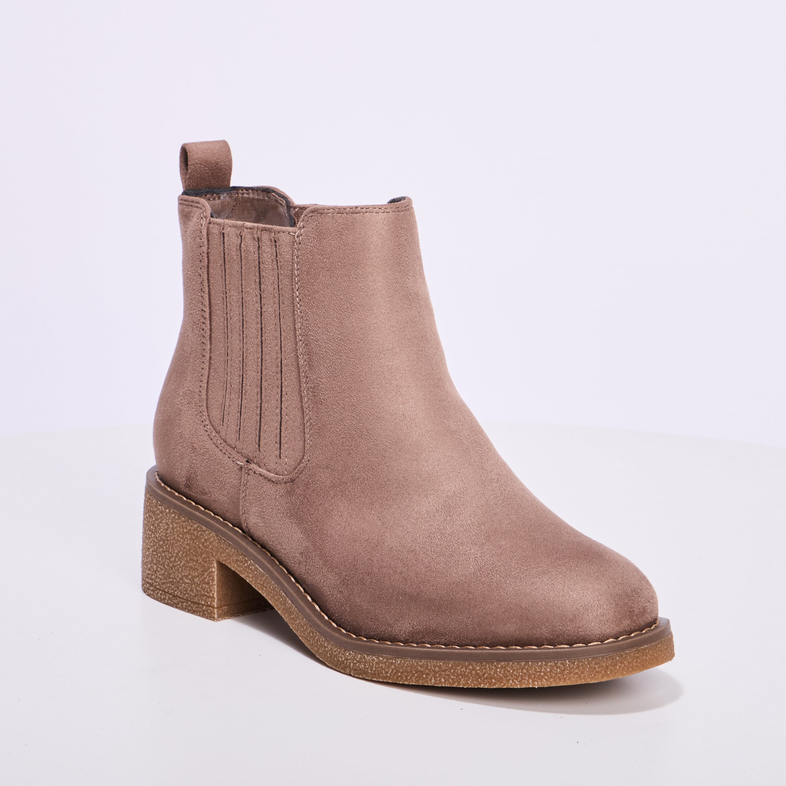 Boots chelsea talons 4 cm taupe femme