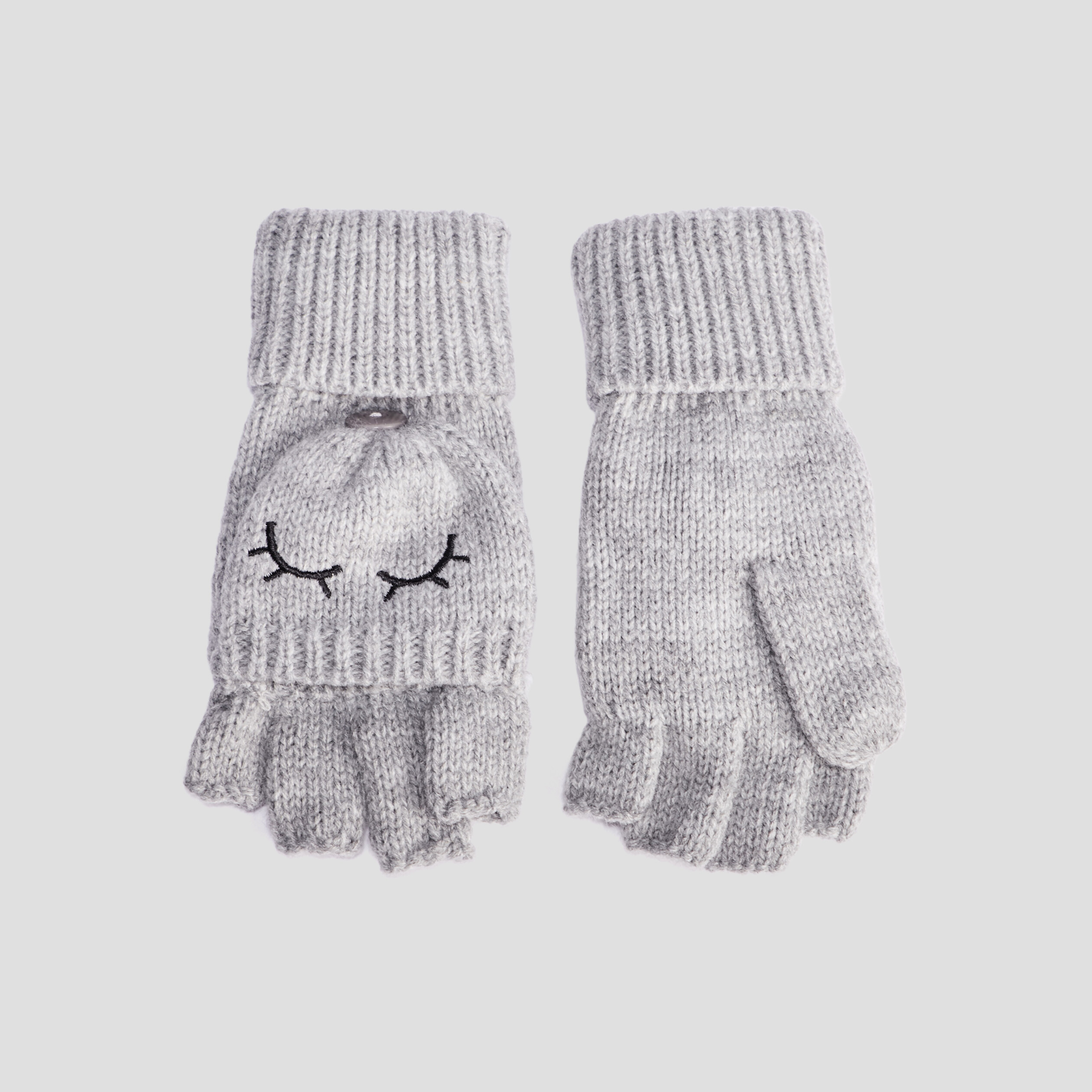 Mitaines 2-en-1 gris fille