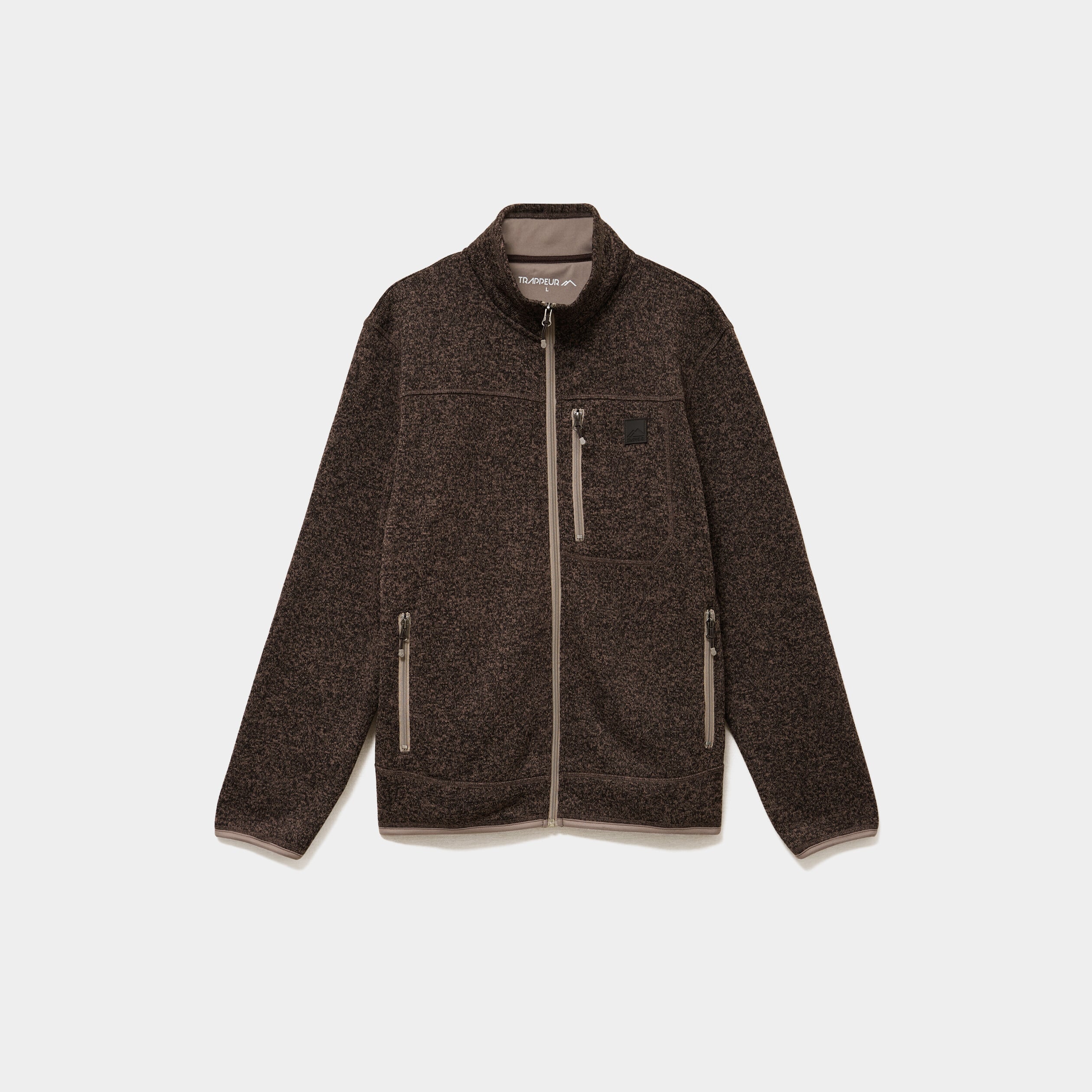 Gilet manches longues col montant marron chocolat homme