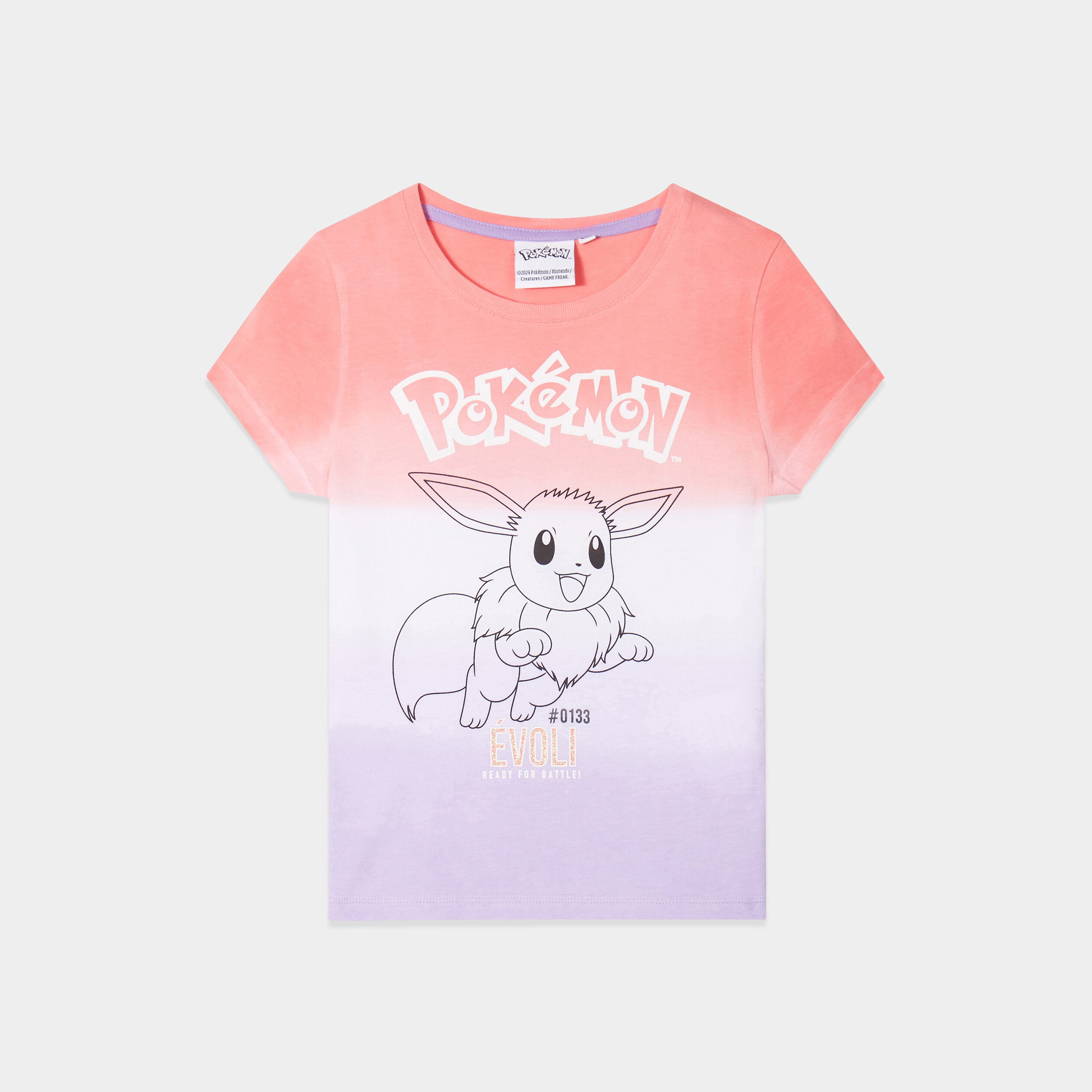 t shirt manches courtes pokemon evoli multicolore fille T-shirt manches courtes Pokémon Evoli multicolore fille