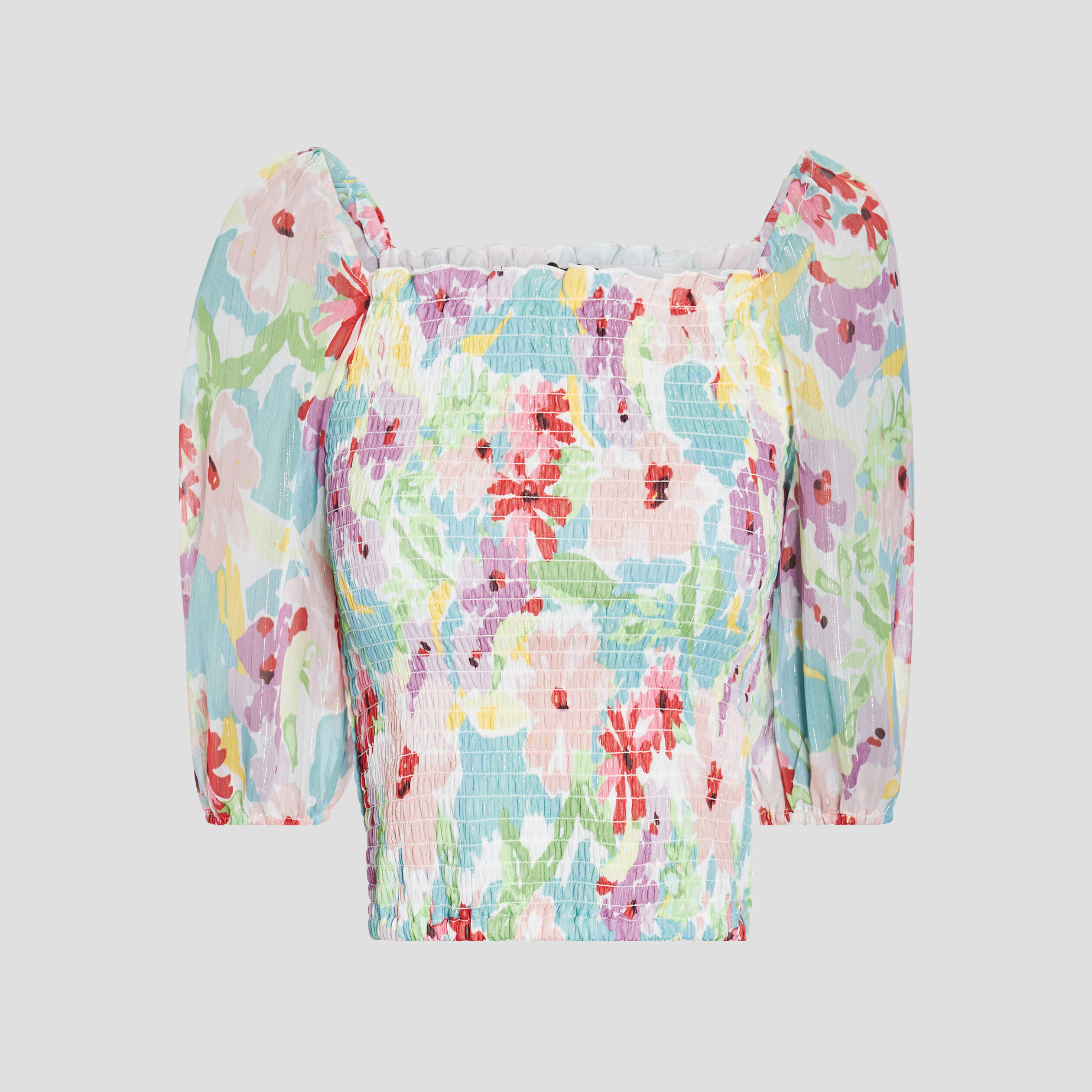 blouse cropped manches 34 ecru femme Blouse cropped manches 3/4 ecru femme
