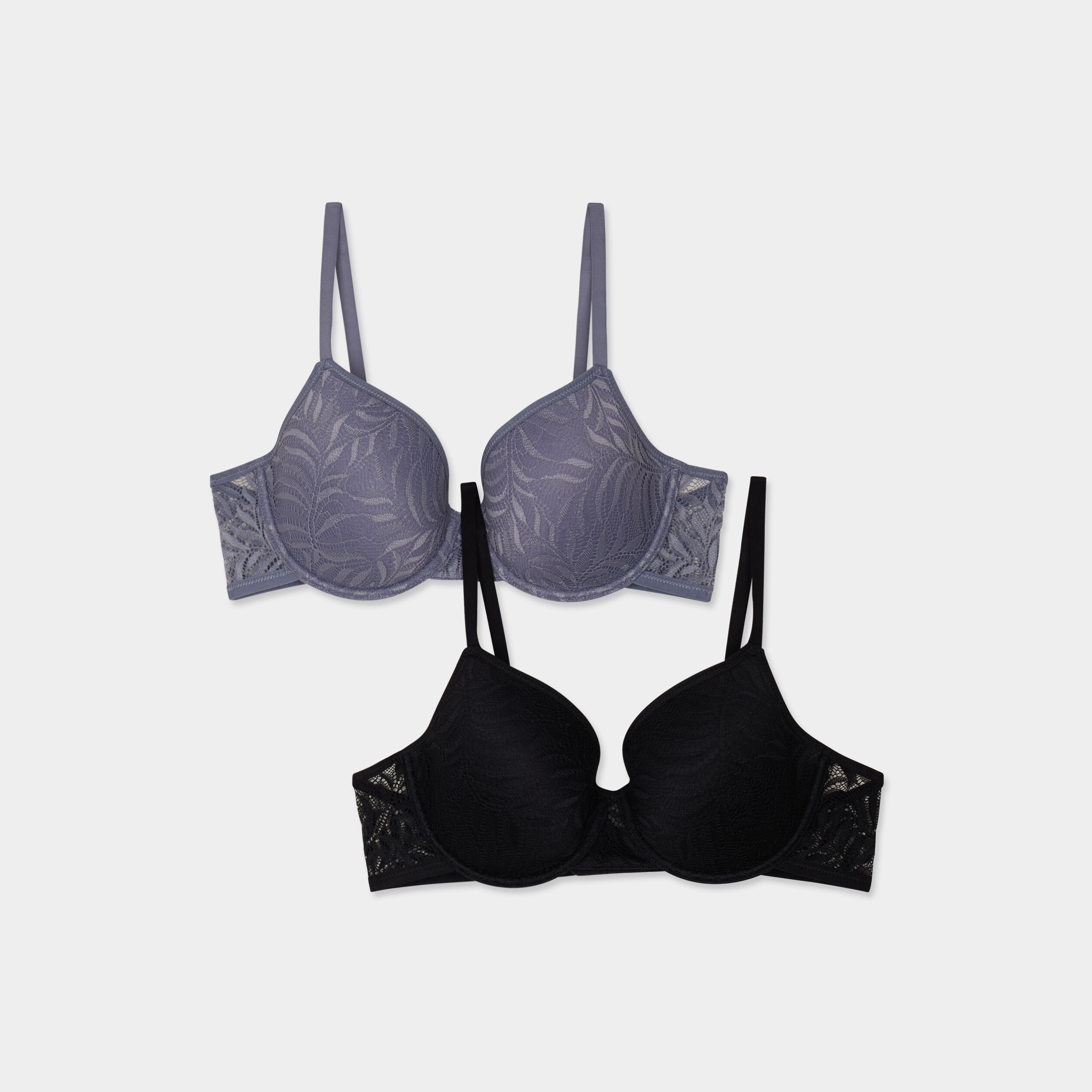 Lot 2 soutiens-gorge corbeille dentelle bleu gris femme