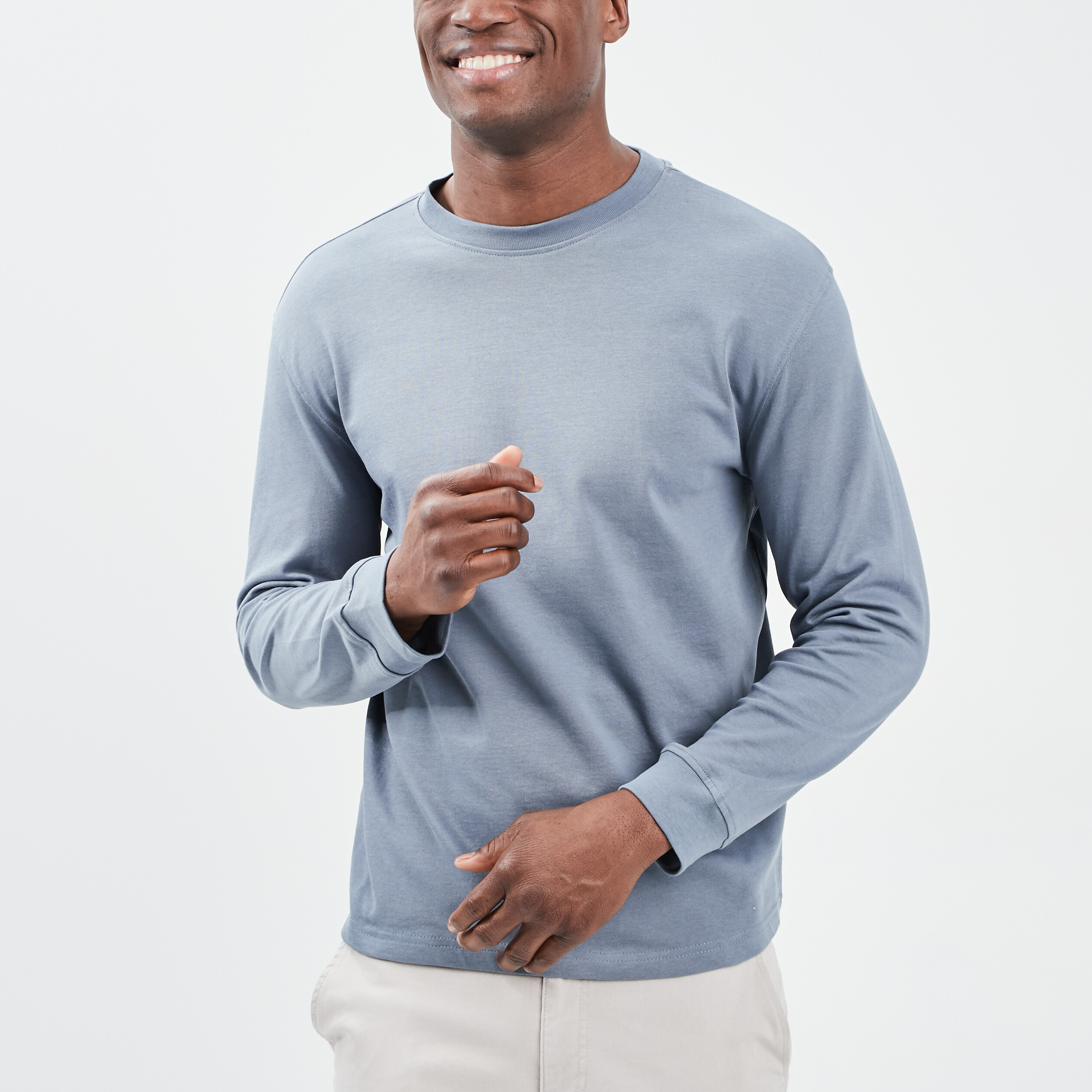 T shirt manches longues bleu gris homme La Halle