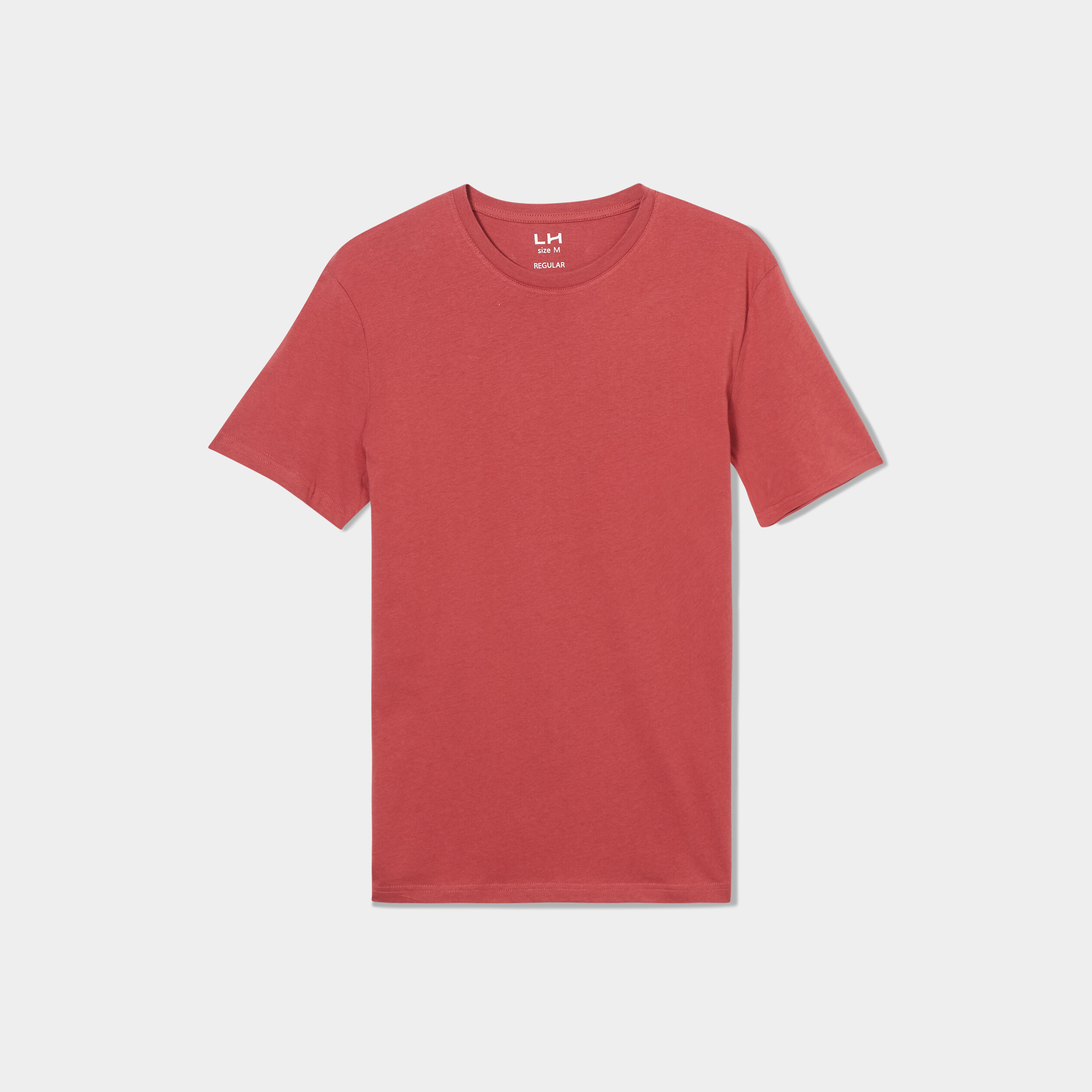 T-shirt droit en coton manches courtes rouge fonc&eacute; homme