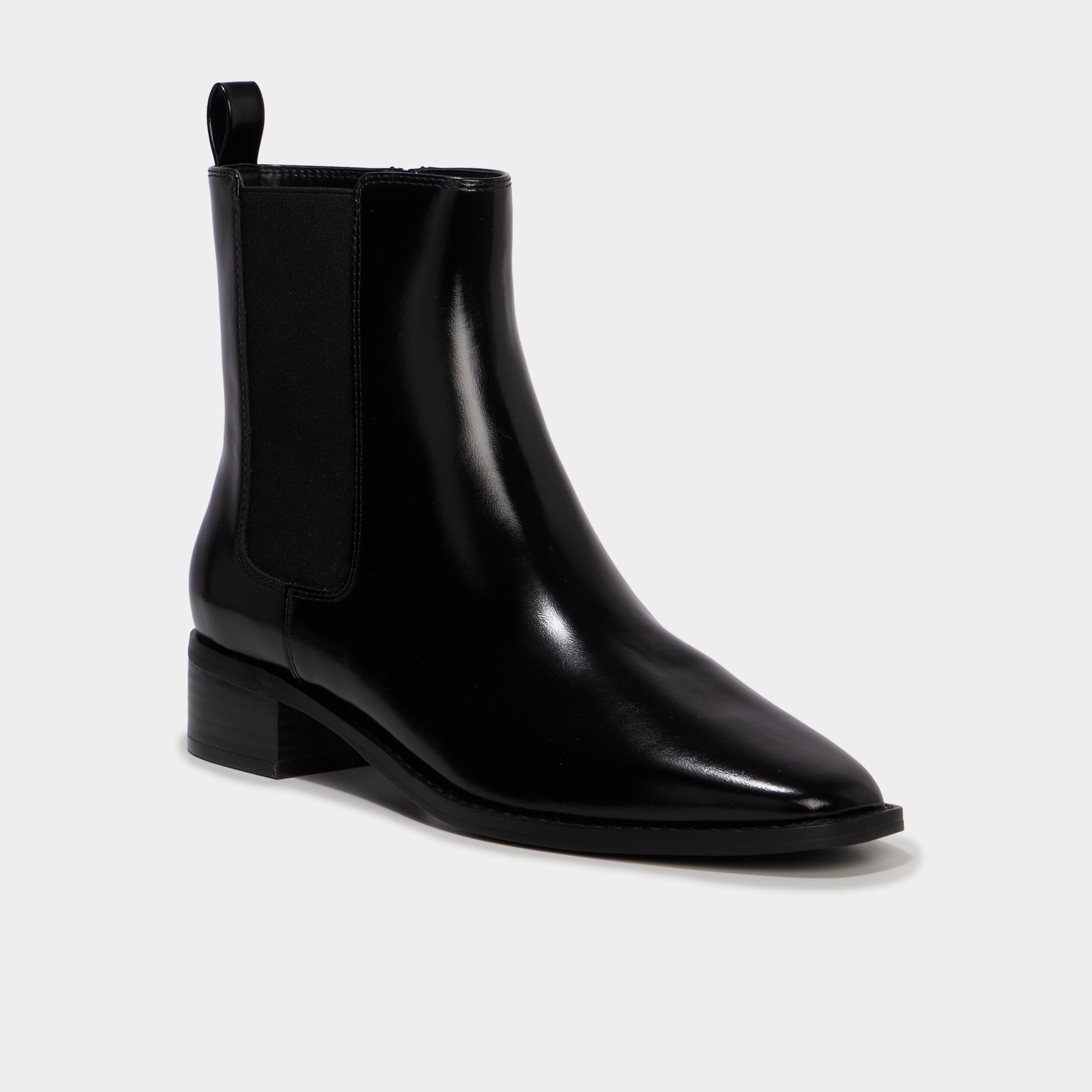 Bottines chelsea bout carr&eacute; talon bloc noir femme
