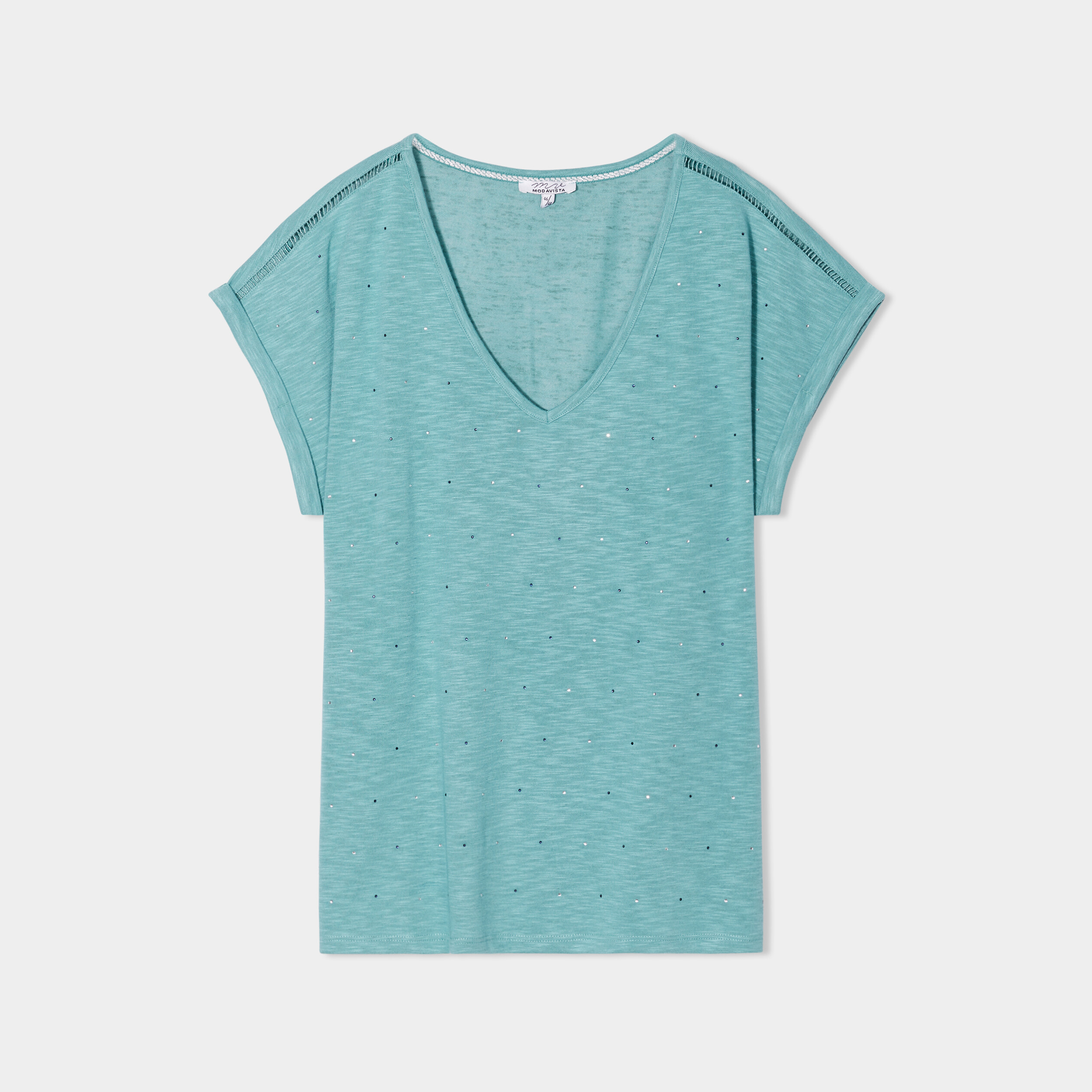 t shirt avec strass manches courtes vert femmegt T-shirt avec strass manches courtes vert femme grande taille