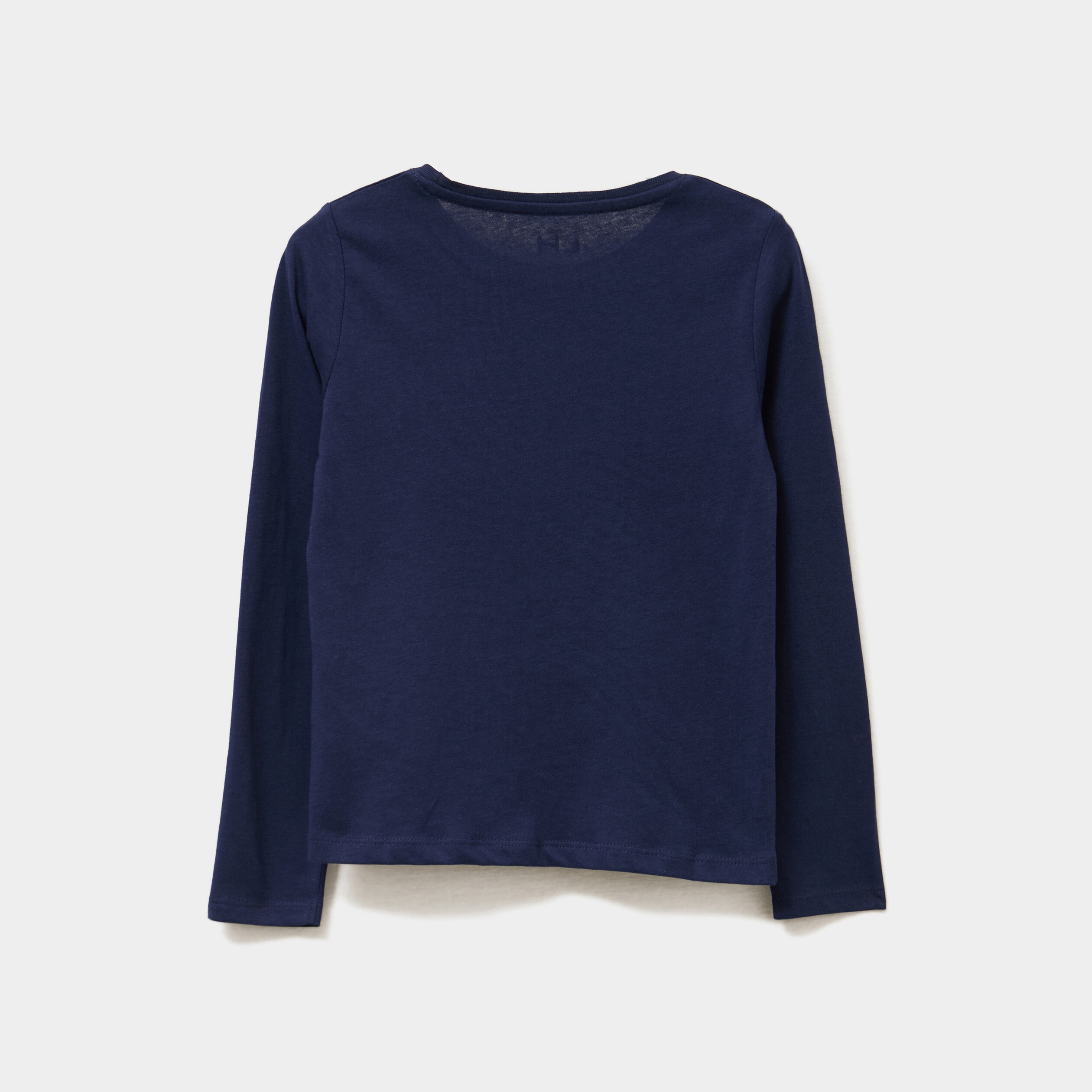 t shirt col rond manches longues coton bleu marine fille T-shirt col rond manches longues coton bleu marine fille