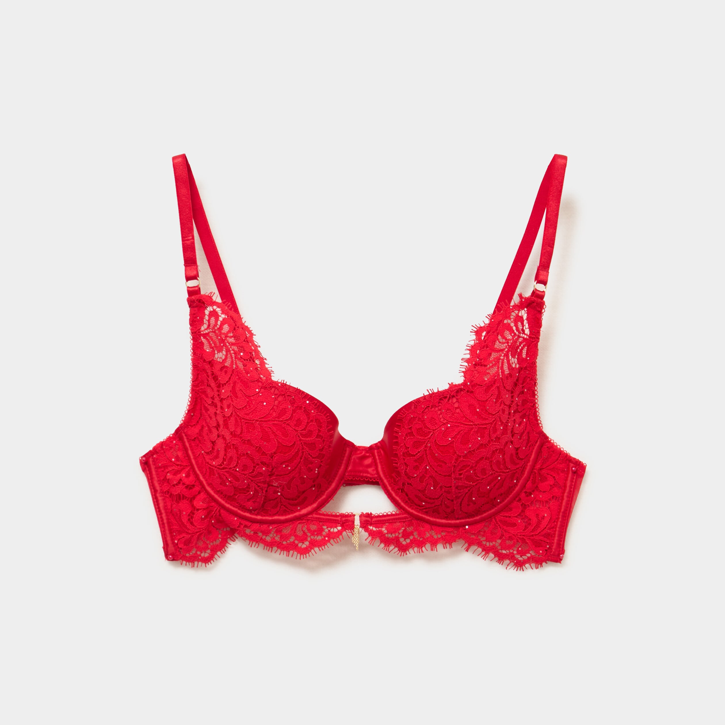 Soutien-gorge foulard dentelle et strass rouge femme