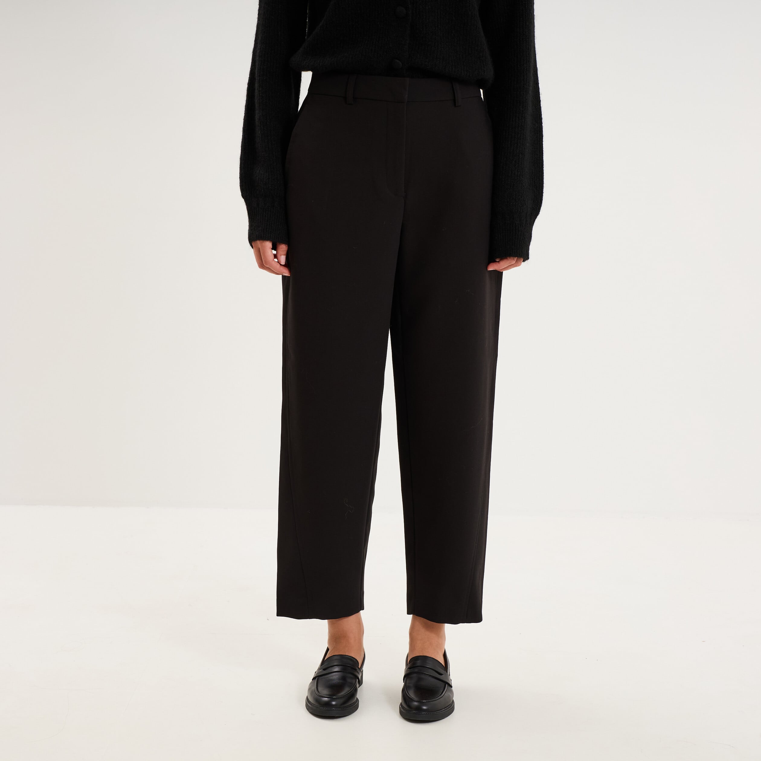 Pantalon barrel taille haute 7/8&egrave;me noir femme
