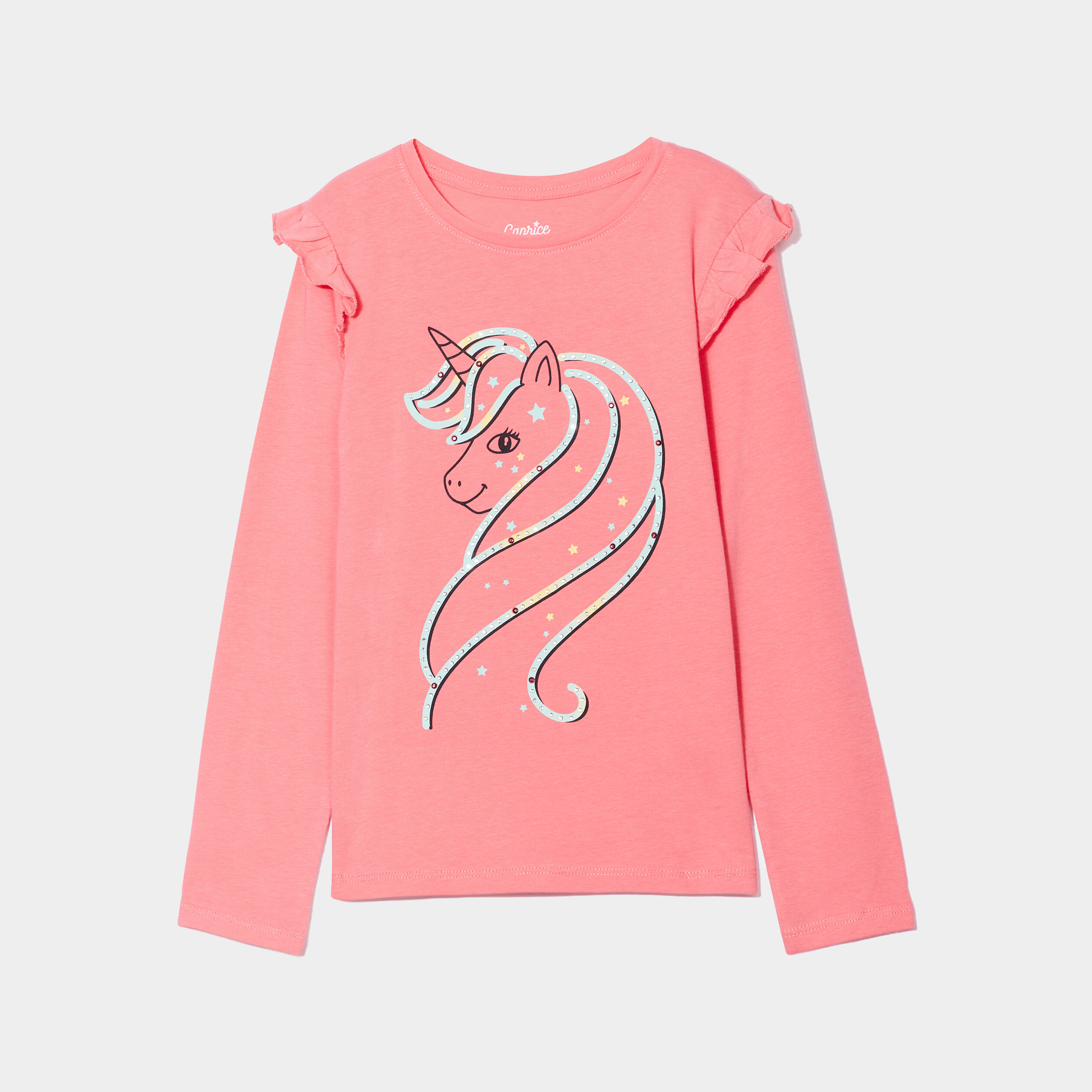 t shirt avec volants et strass rose framboise fille T-shirt avec volants et strass rose framboise fille