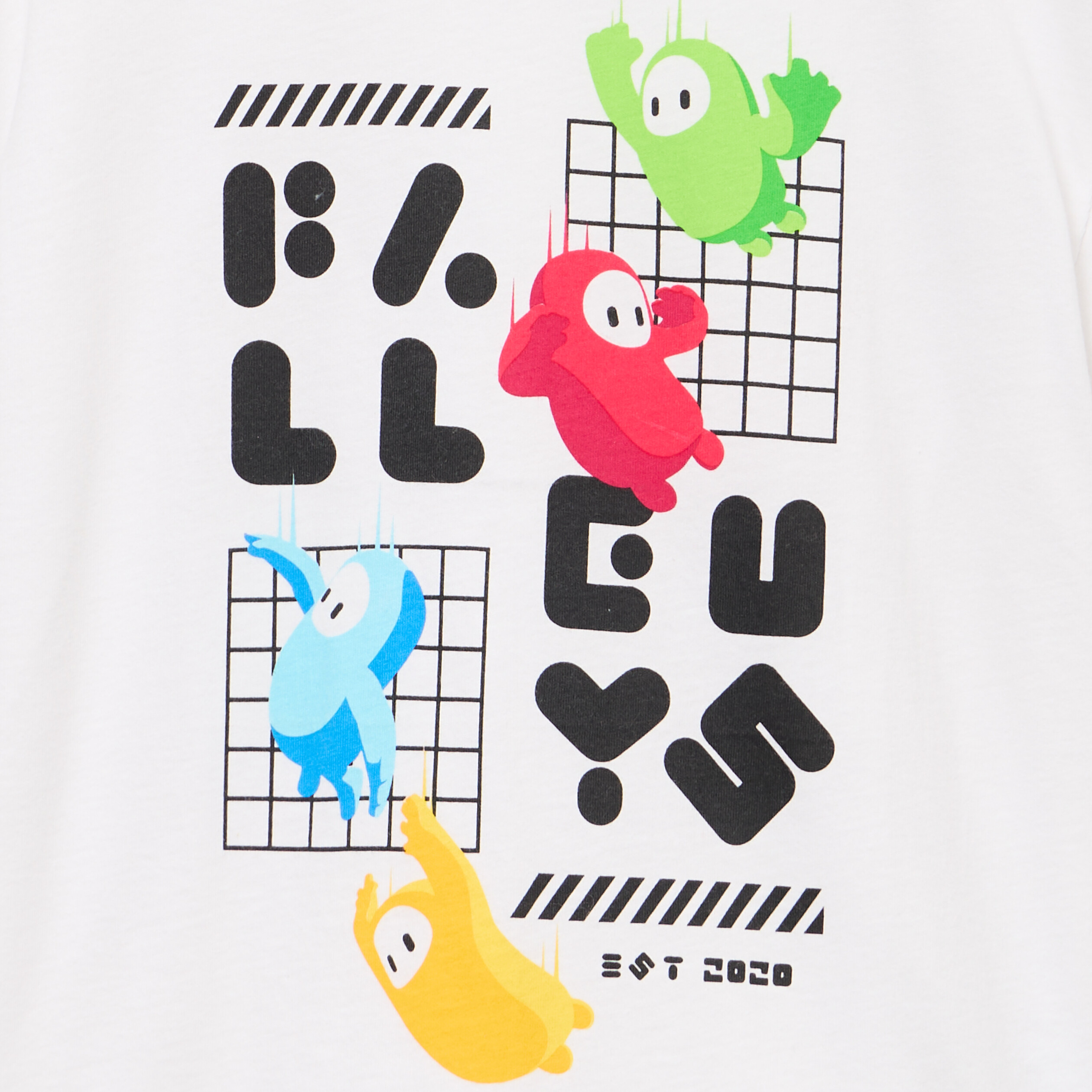 T-shirt manches courtes coton Fall Guys blanc gar&ccedil;on