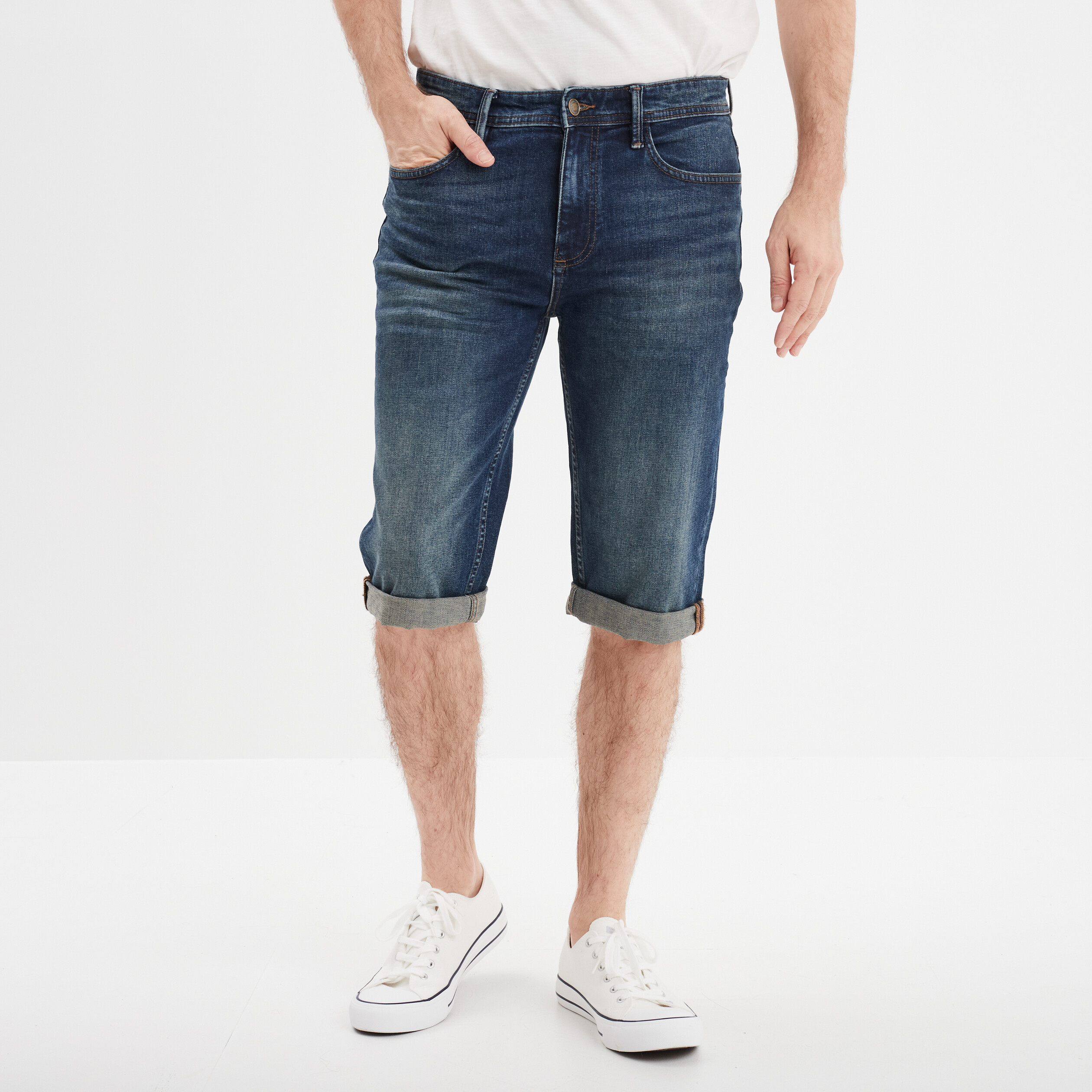 Bermuda regular en jean Creeks denim dirty homme