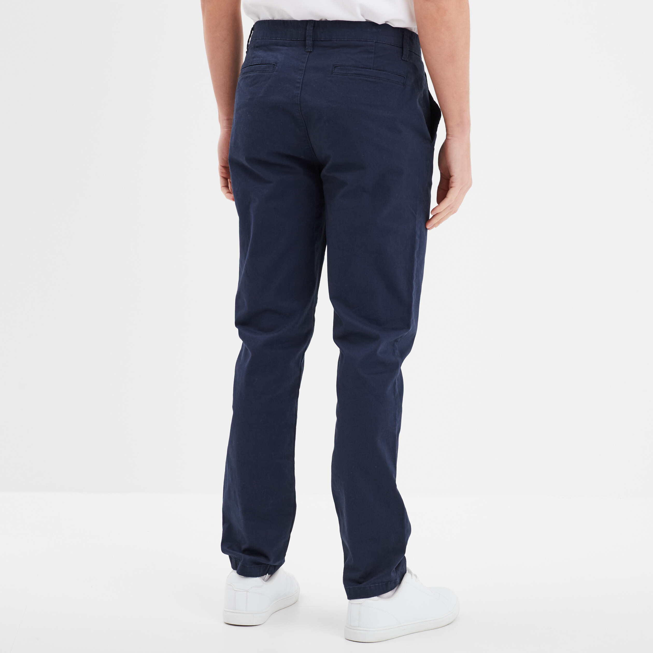 pantalon chino droit stretch retrousse bleu marine homme Pantalon chino droit stretch retroussé bleu marine homme