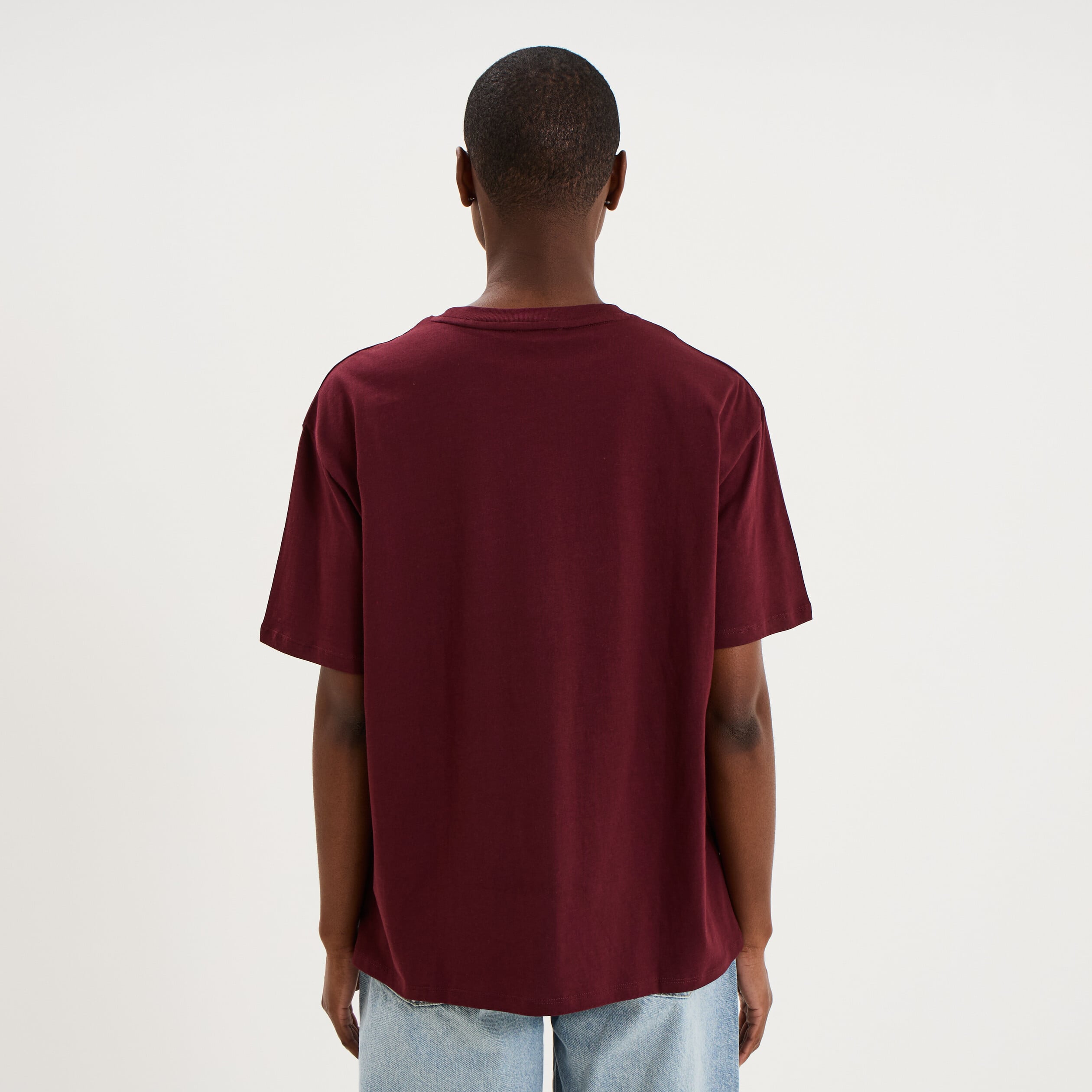 T-shirt oversize manches courtes coton violet fonc&eacute; femme