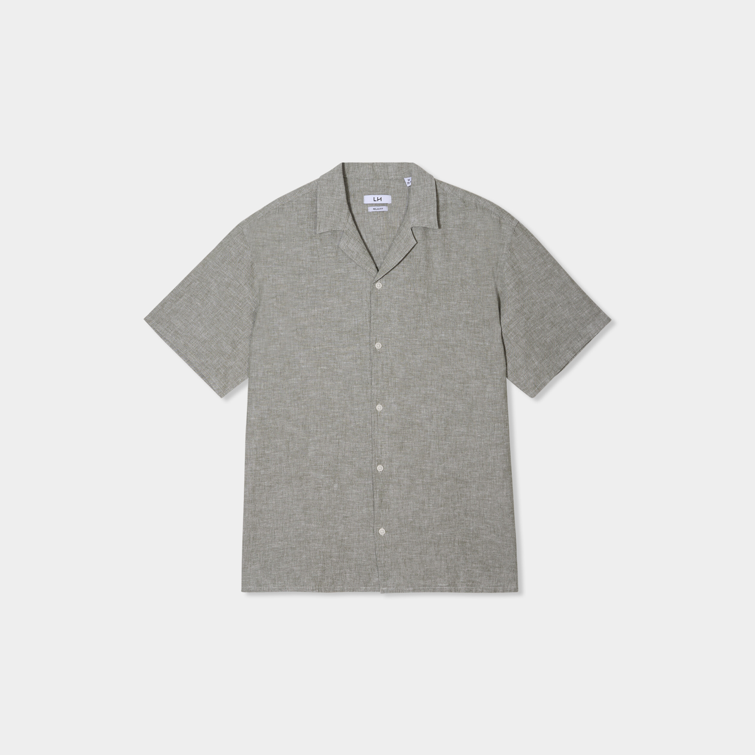 chemise manches courtes melange lin vert kaki homme Chemise manches courtes mélange lin vert kaki homme
