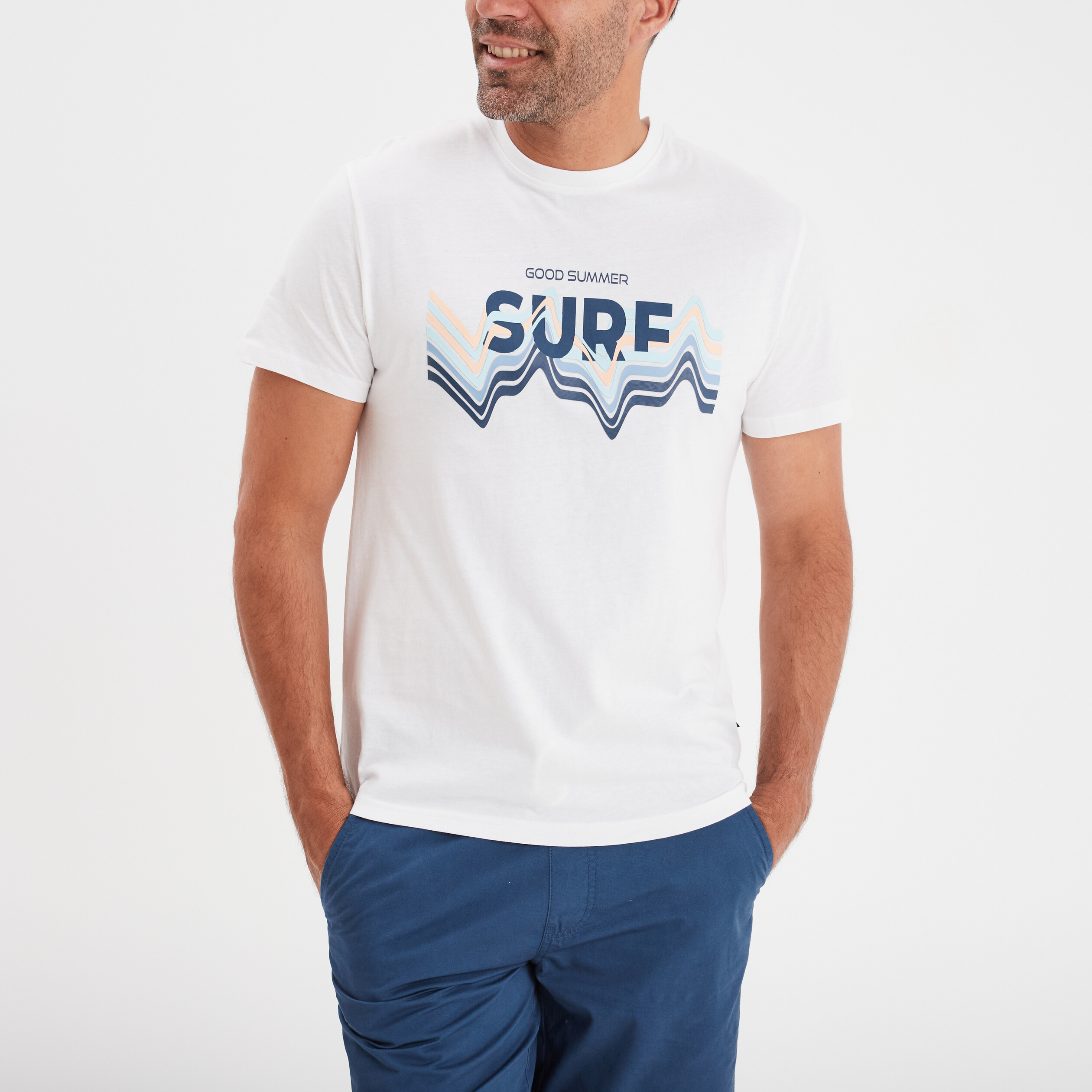 t shirt droit a manches courtes creeks blanc homme T-shirt droit à manches courtes Creeks blanc homme