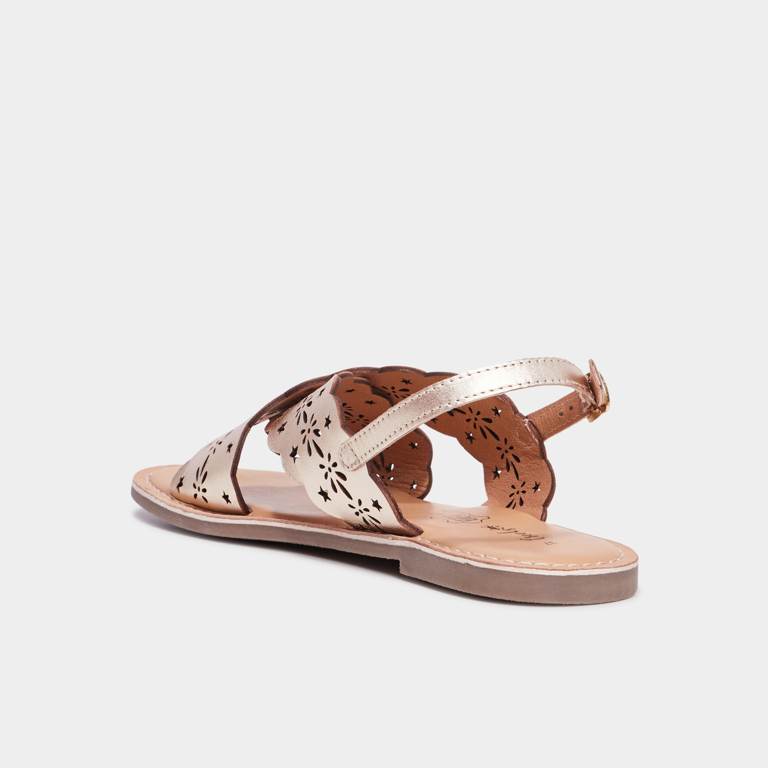 Sandales perforations en cuir Creeks jaune or fille