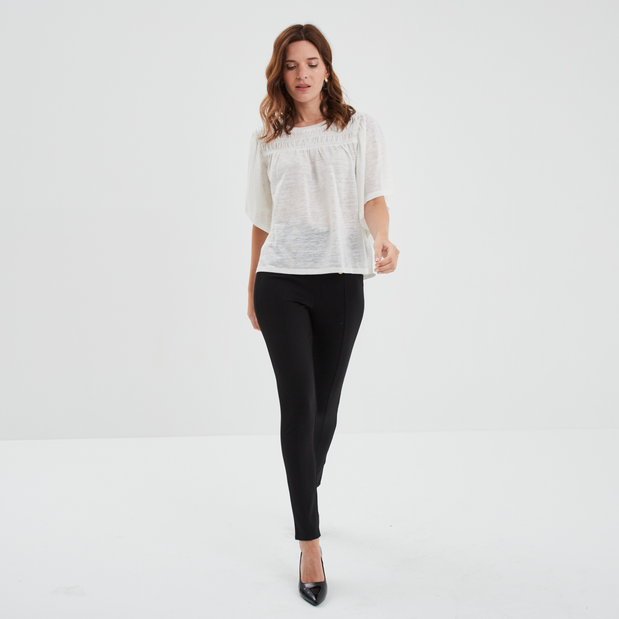 t shirt manches courtes volantees creeks blanc femme T-shirt manches courtes volantées Creeks blanc femme