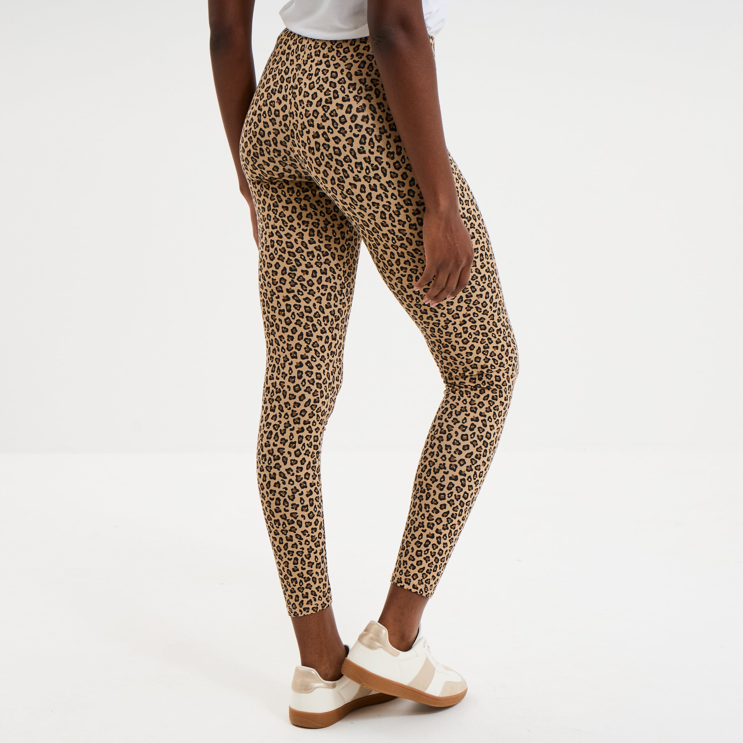 Legging taille haute beige femme