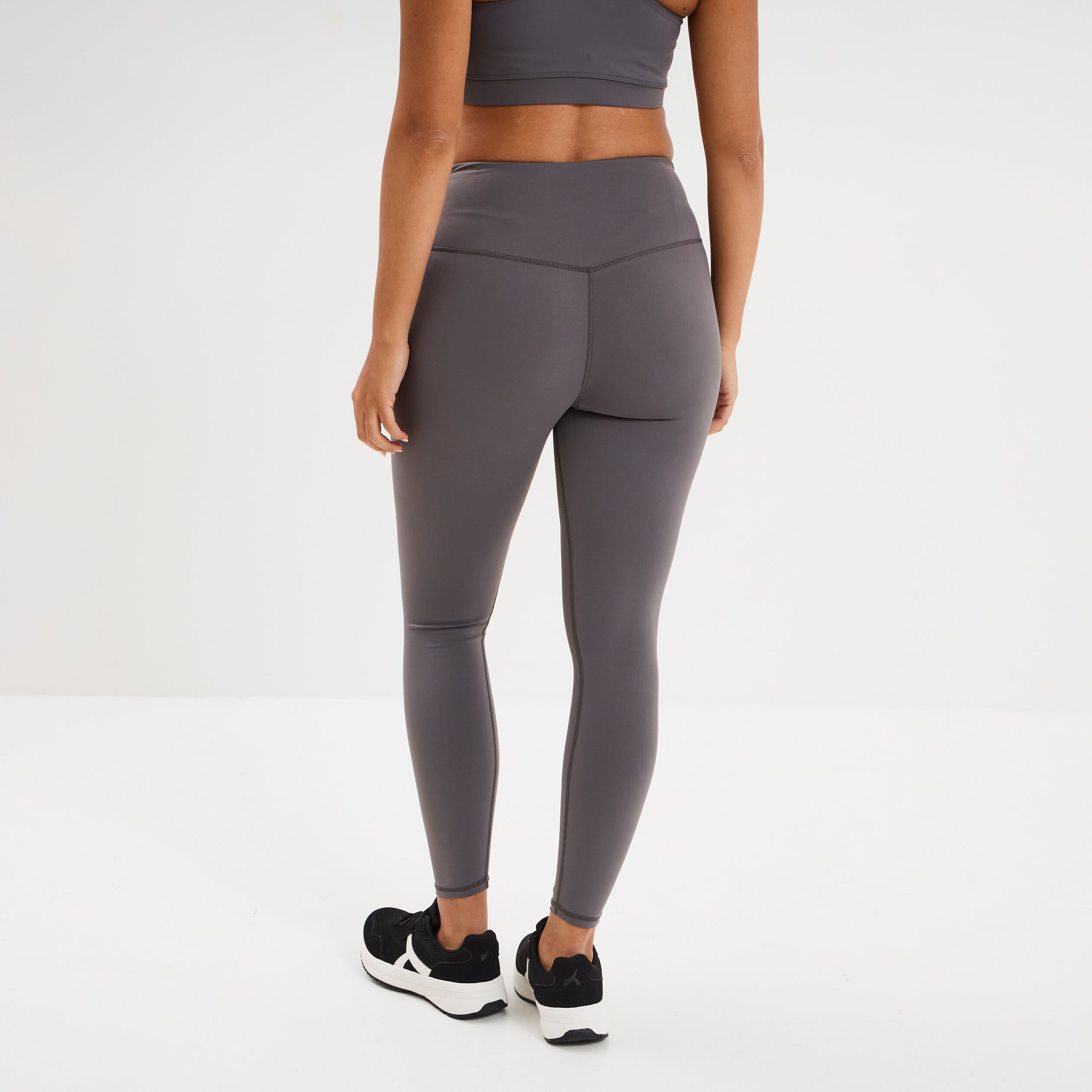 Legging de sport gainant taille haute gris fonc&eacute; femme
