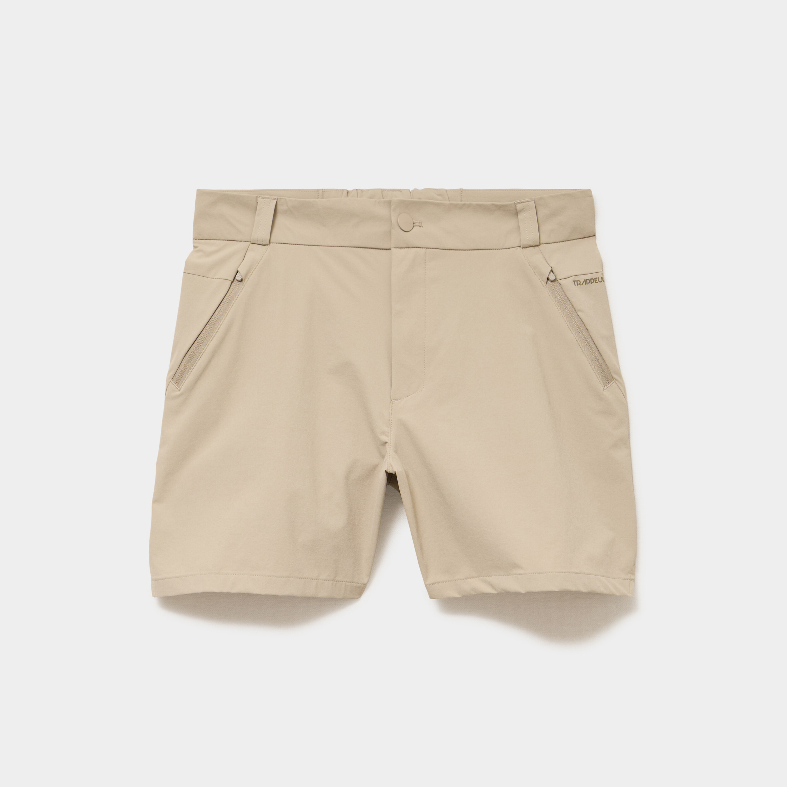 Short droit stretch poches zipp&eacute;es beige homme