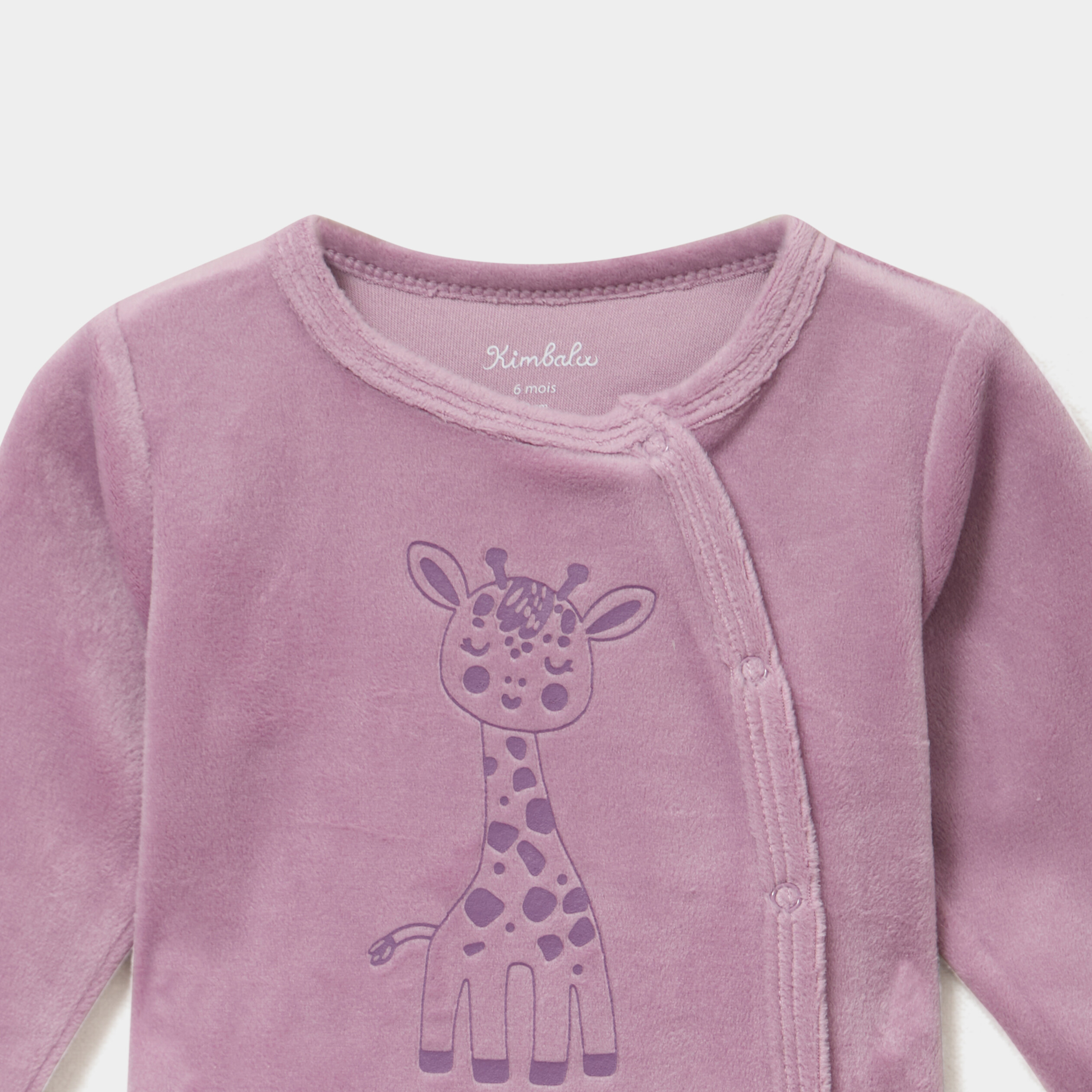 Dors-bien effet velours manches longues violet clair b&eacute;b&eacute;