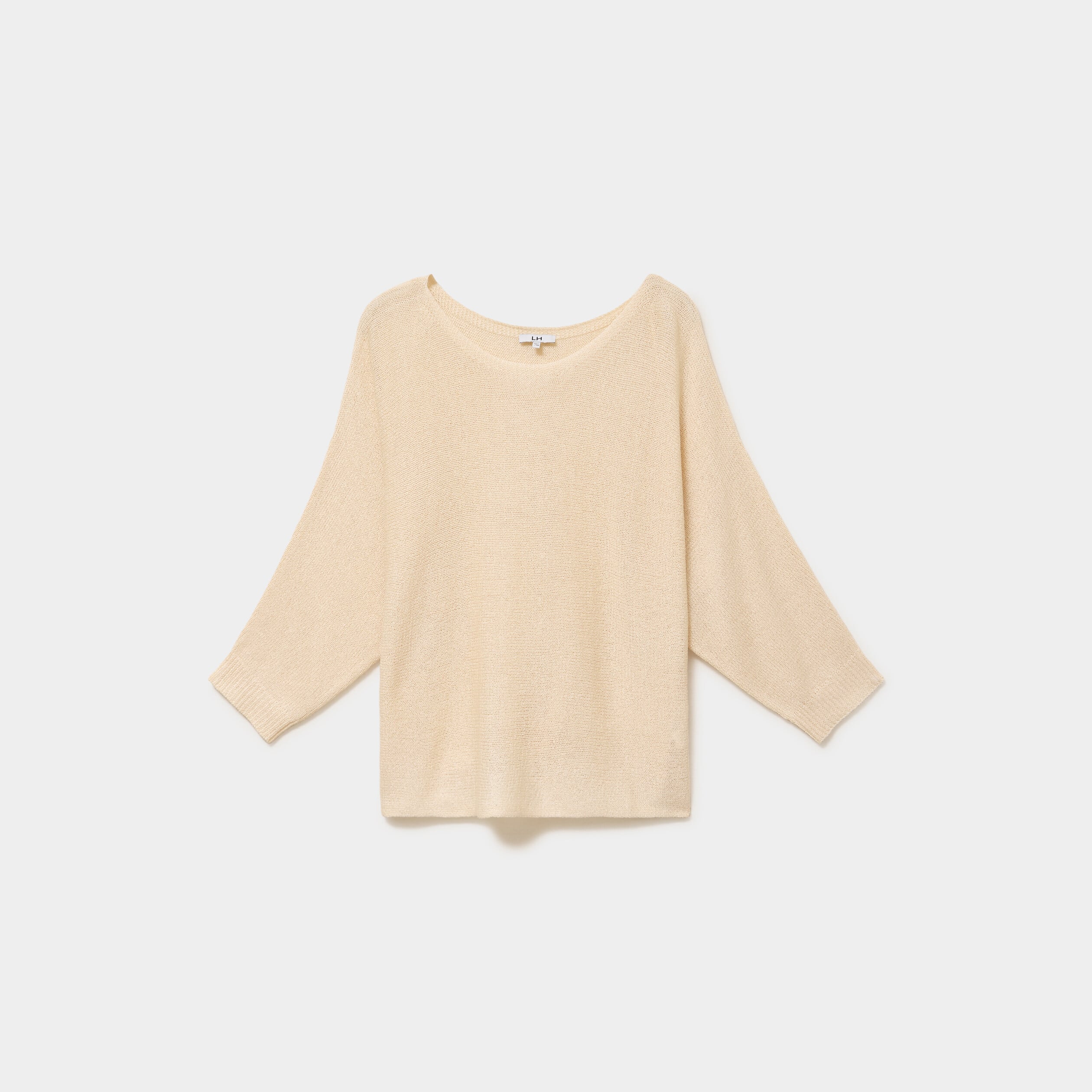 Pull manches longues col rond beige femme grande taille