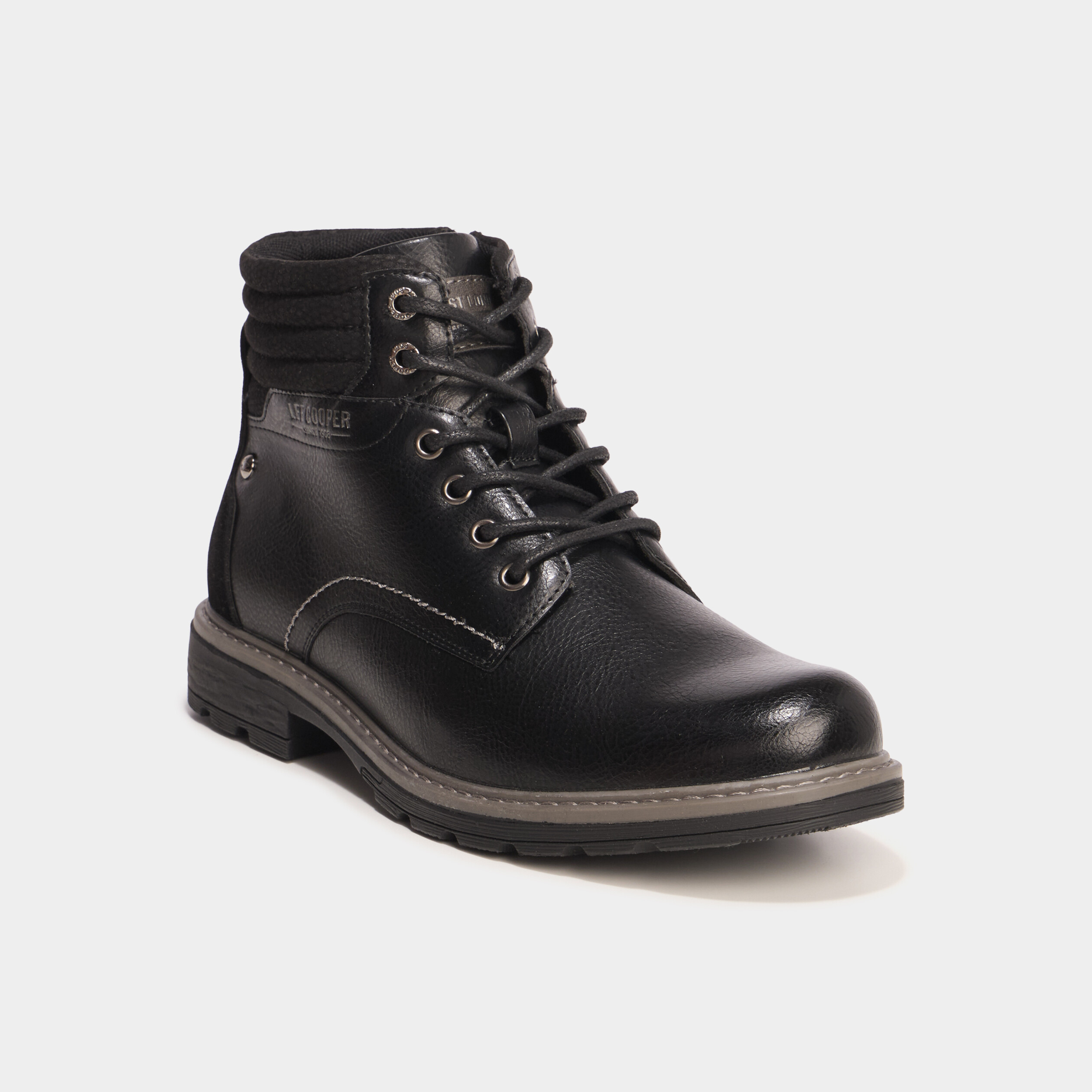 Bottines montantes crant&eacute;es zipp&eacute;es noir homme