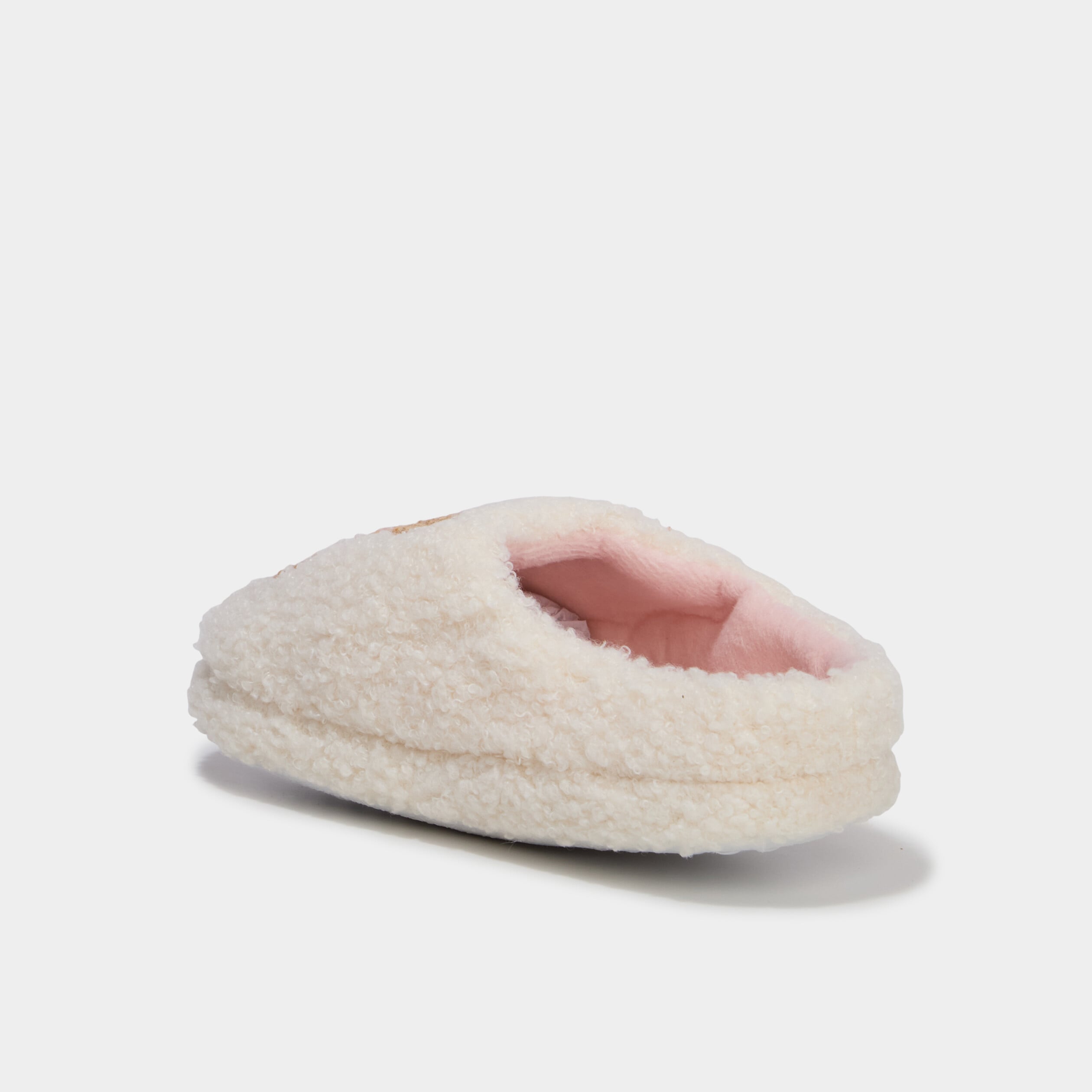 Chaussons mules doubl&eacute;s effet bouclette rose fille
