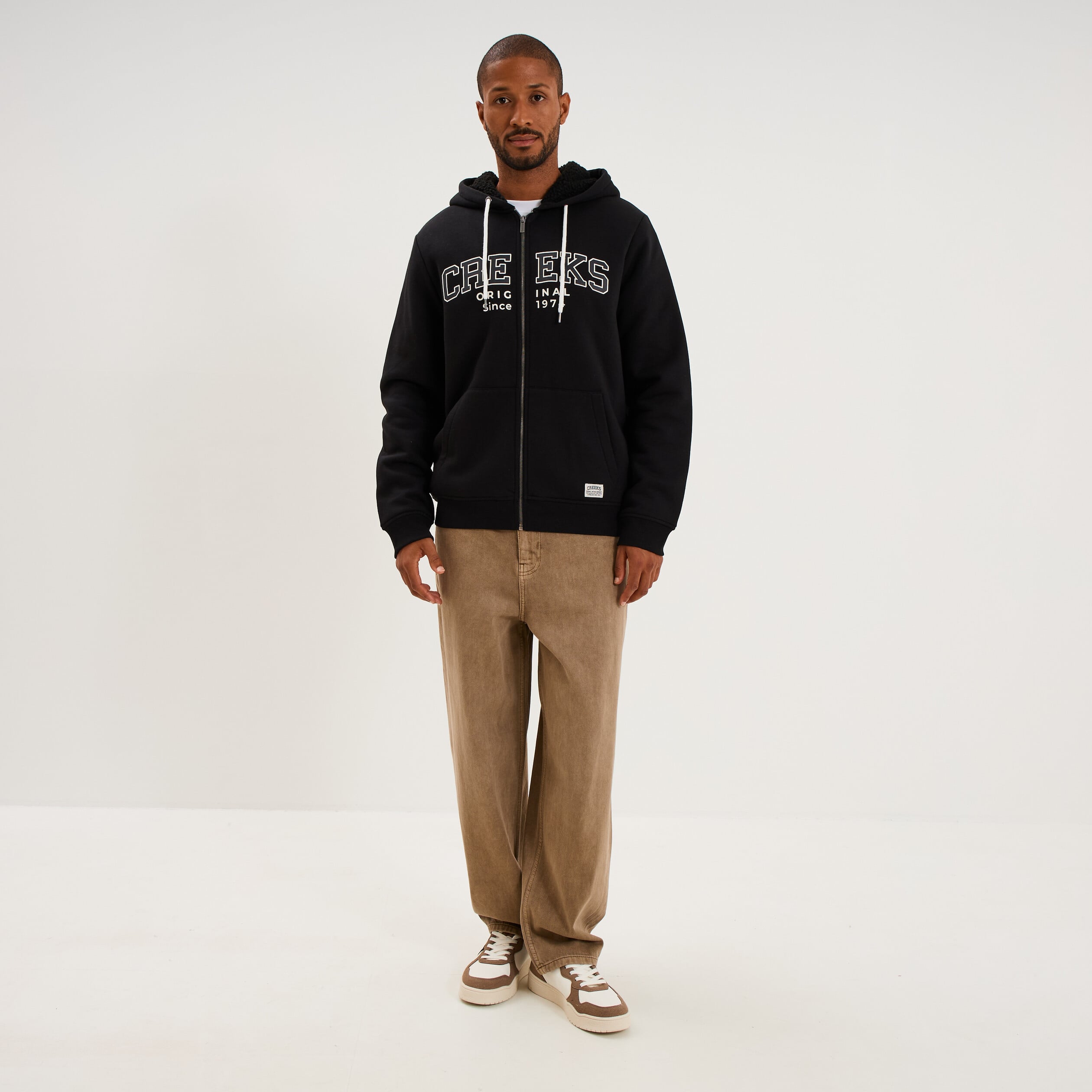 Sweat zipp&eacute; &agrave; capuche doubl&eacute; noir homme
