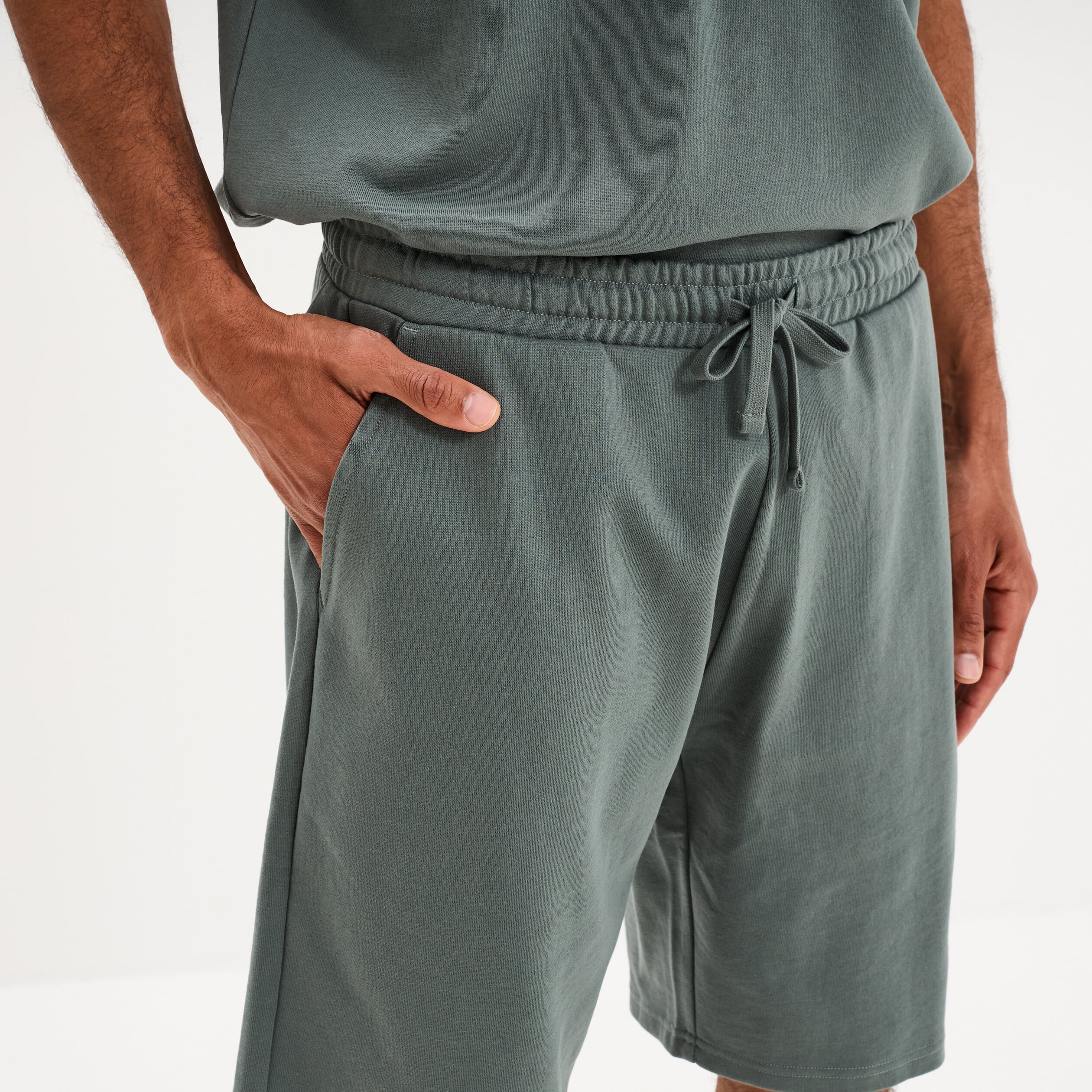 Short de jogging taille &eacute;lastiqu&eacute;e l&eacute;ger vert kaki homme