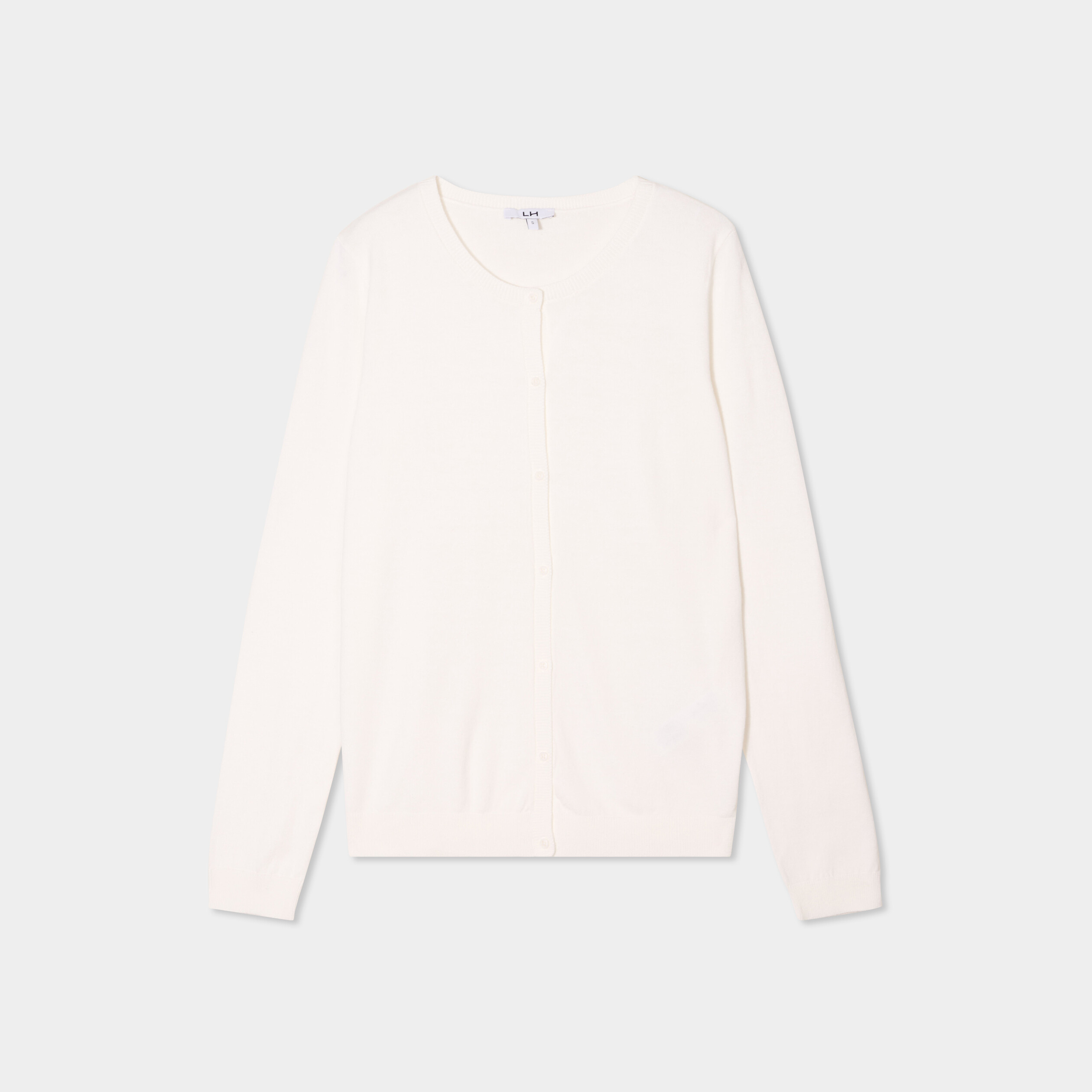 Gilet manches longues boutonné col rond ivoire femme