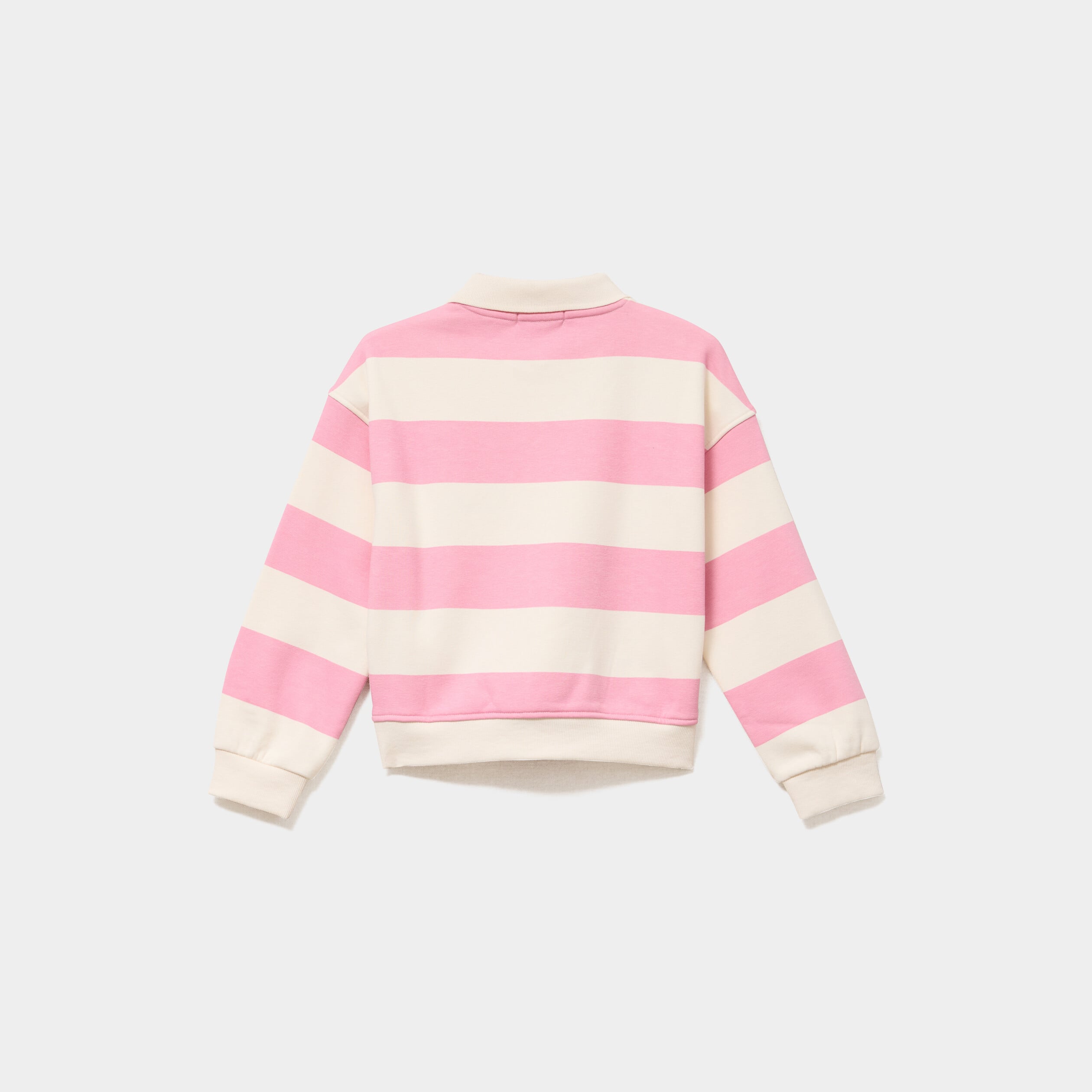 Sweat col chemise manches longues rose fille
