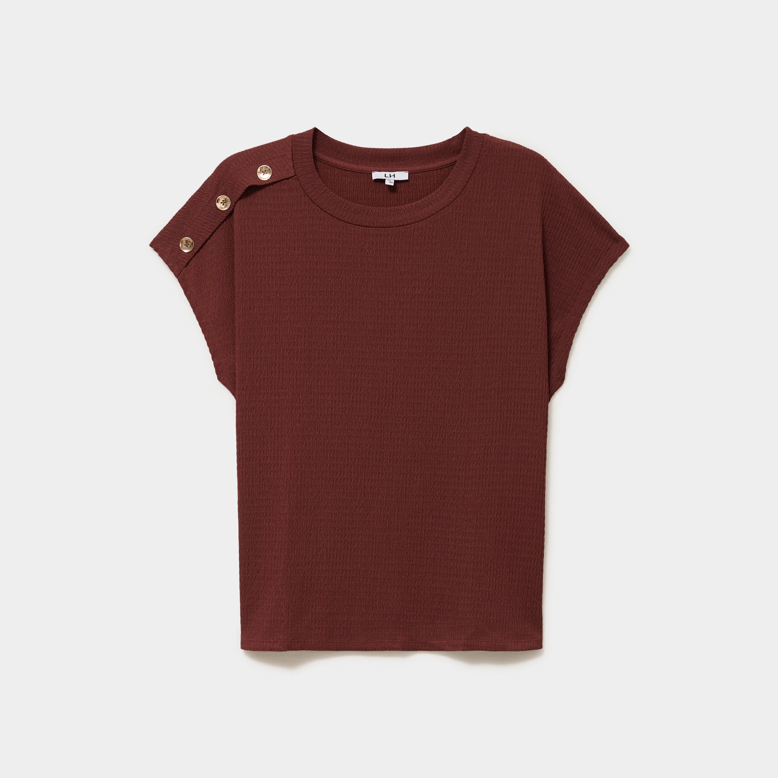 T-shirt manches courtes gaze de coton bordeaux femme grande taille