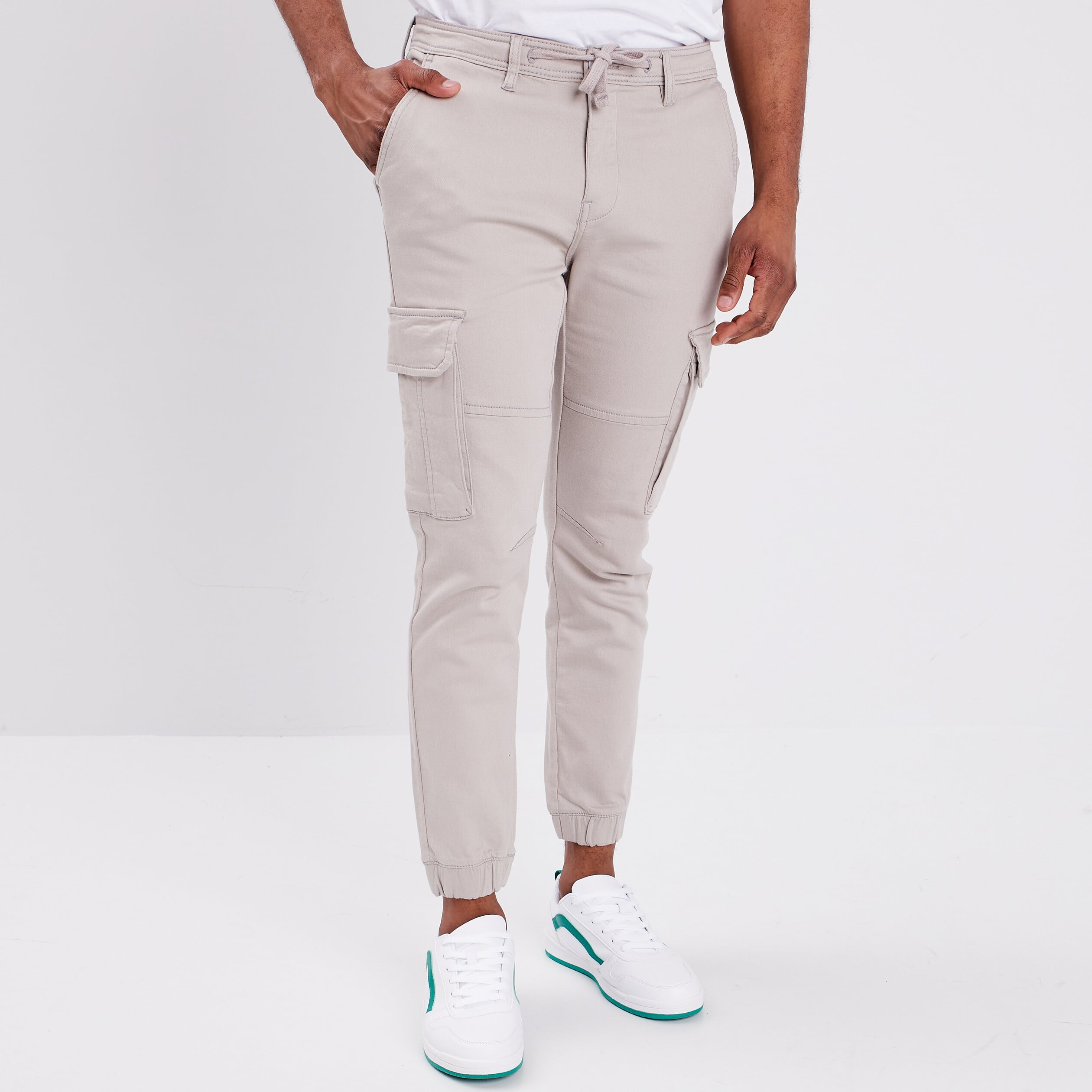 Pantalon cargo slim stretch sable homme