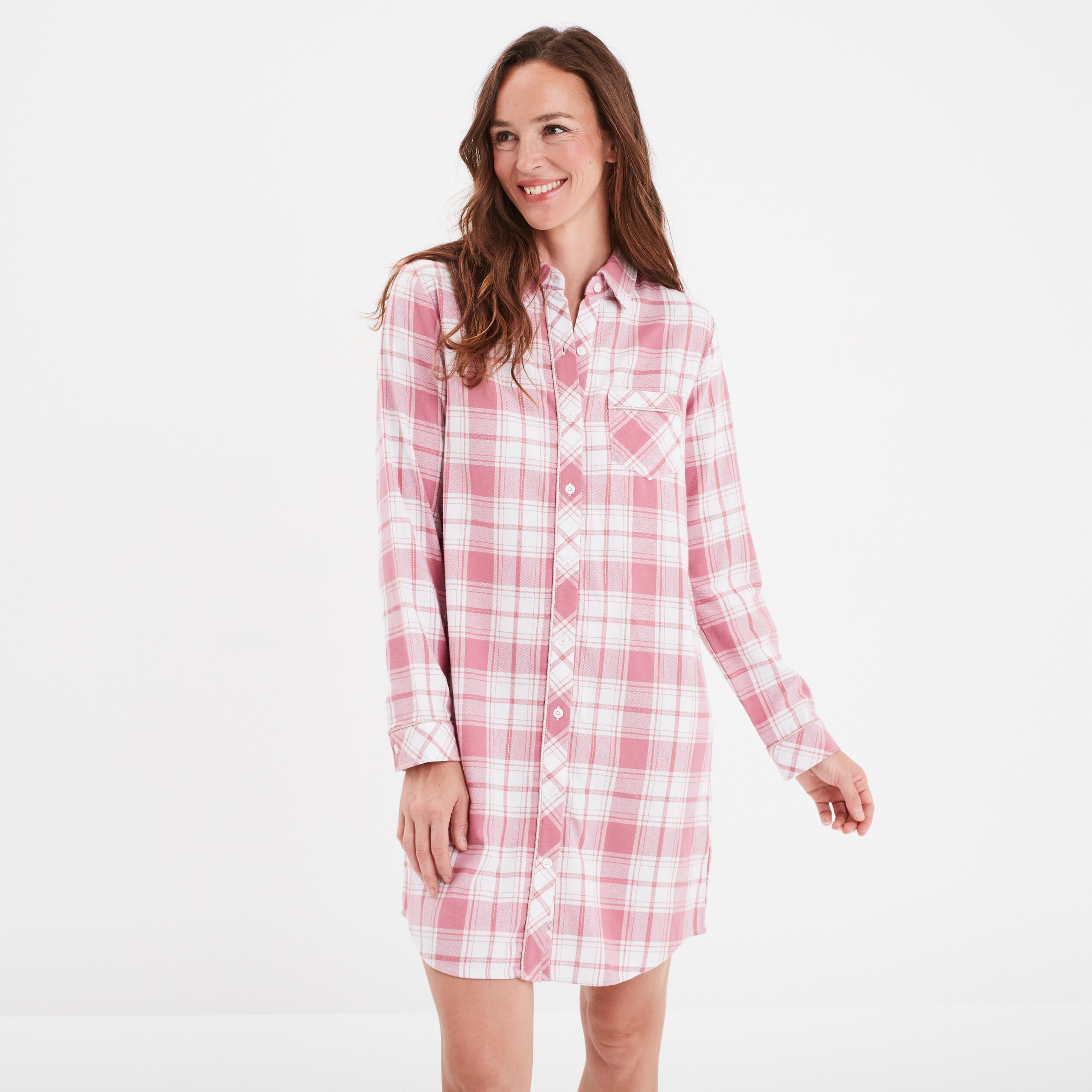 chemise de nuit droite boutonnee rose femme Chemise de nuit droite boutonnée rose femme