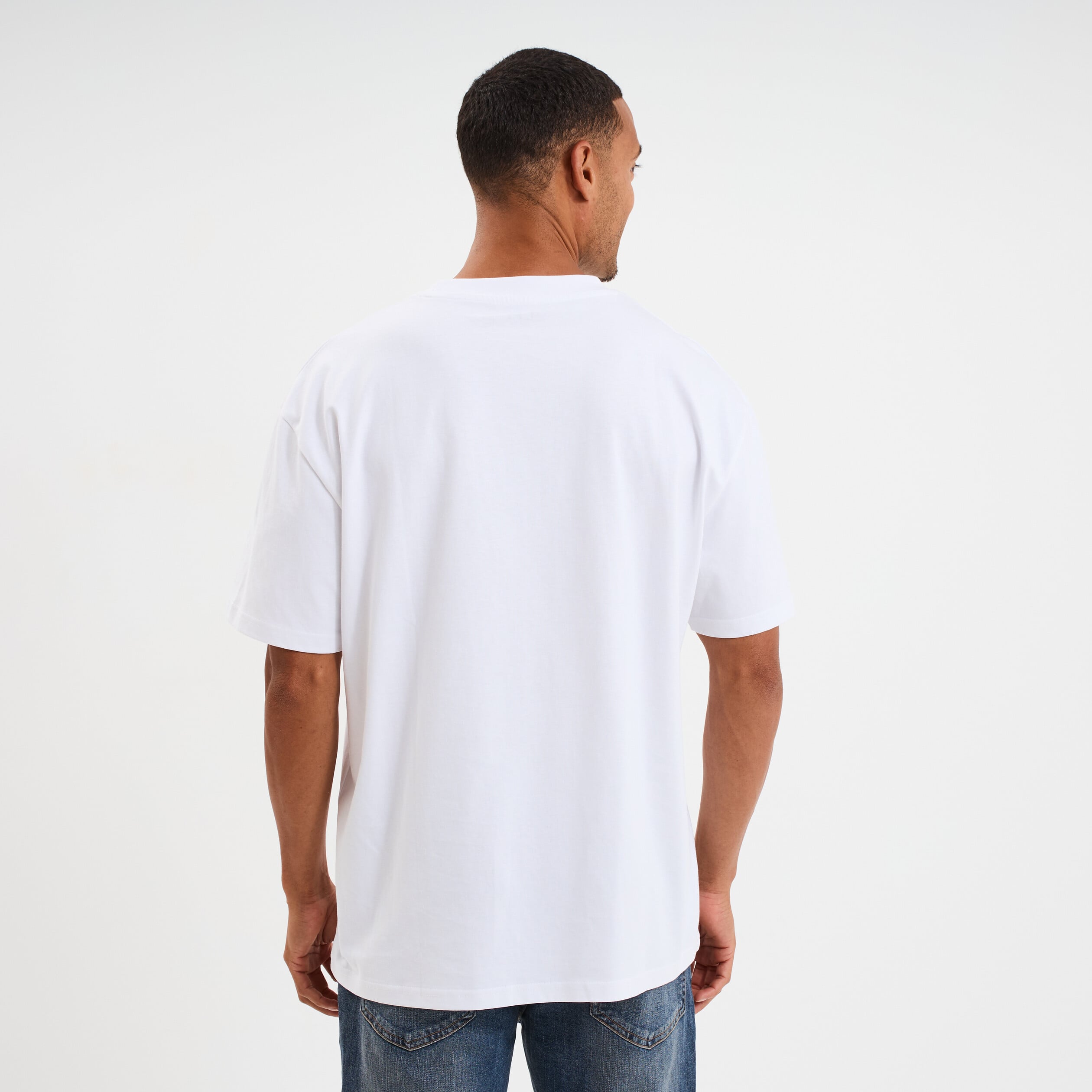 T-shirt col rond coupe relax coton &eacute;pais blanc homme
