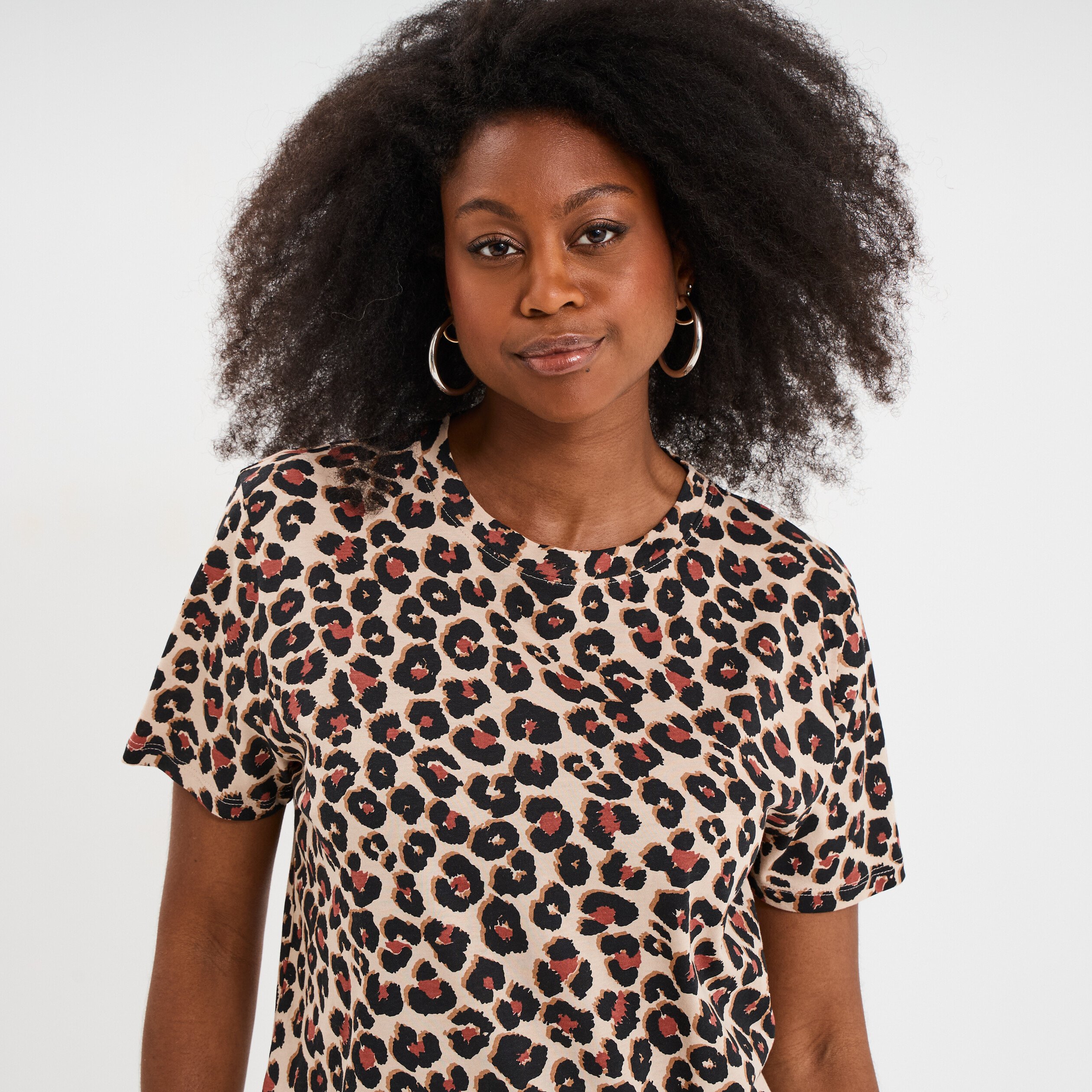 t shirt coton col rond manches courtes sable femme T-shirt coton col rond manches courtes sable femme