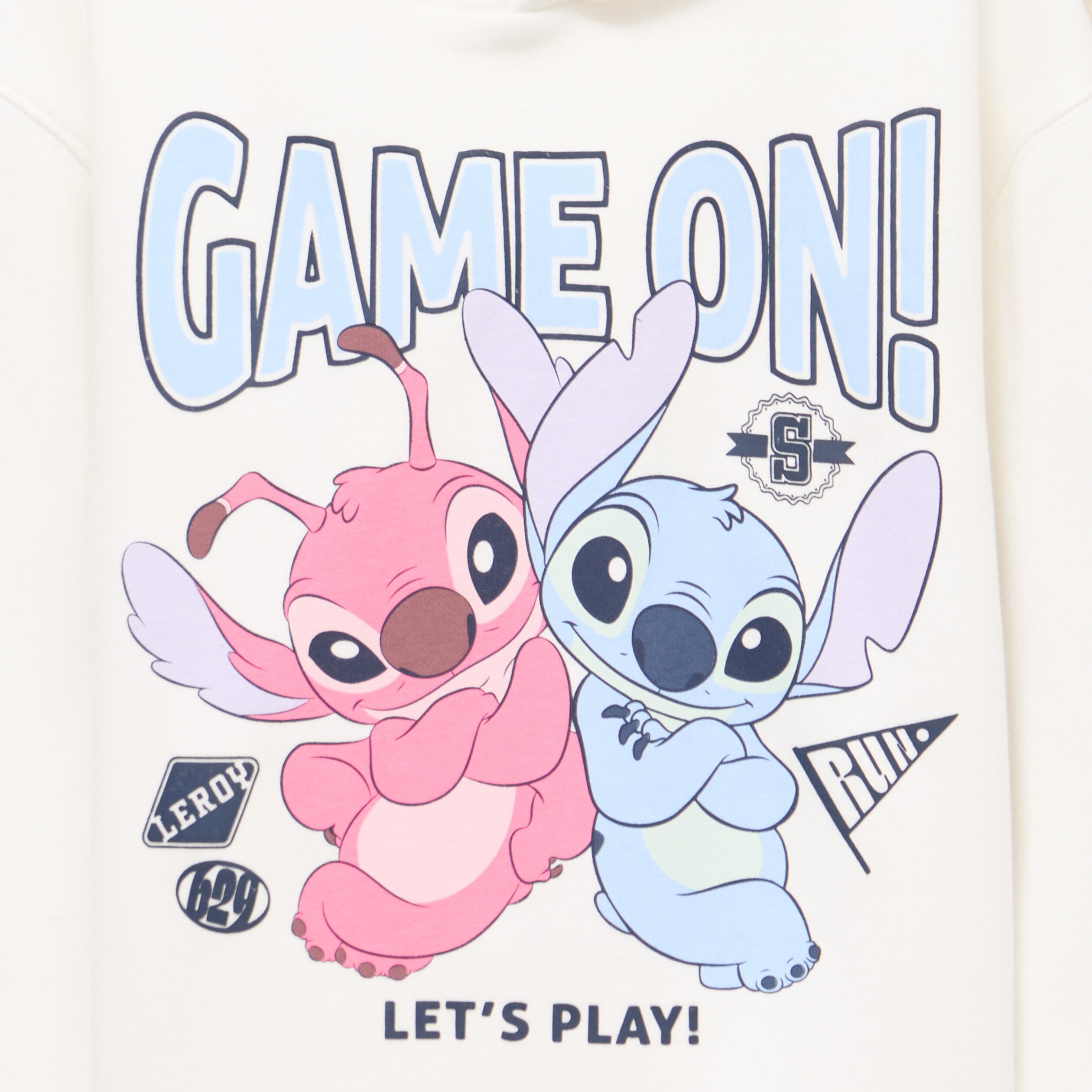 Sweat hoodie droit Stitch ivoire fille