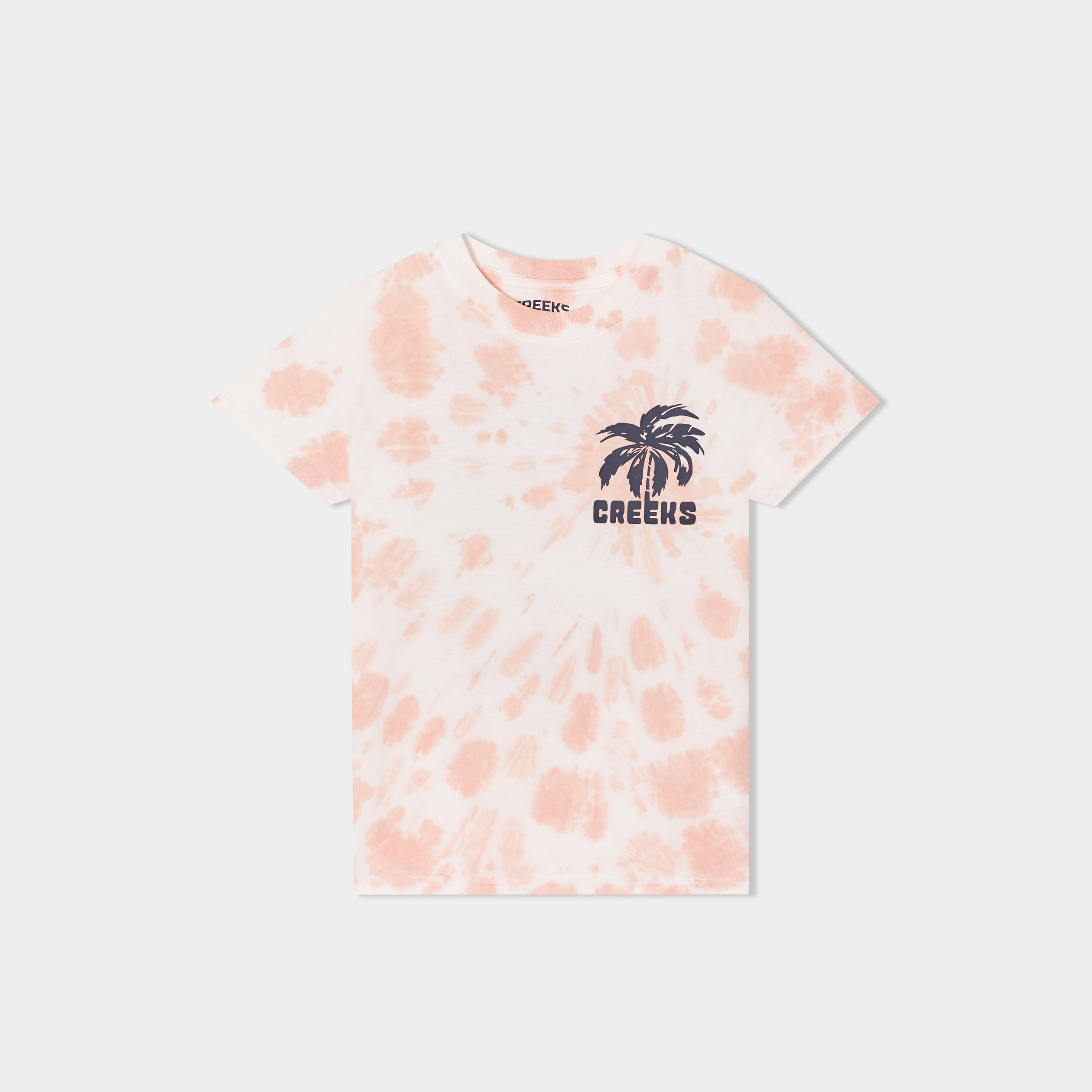t shirt col rond manches courtes creeks orange fluo garcon T-shirt col rond manches courtes Creeks orange fluo garçon