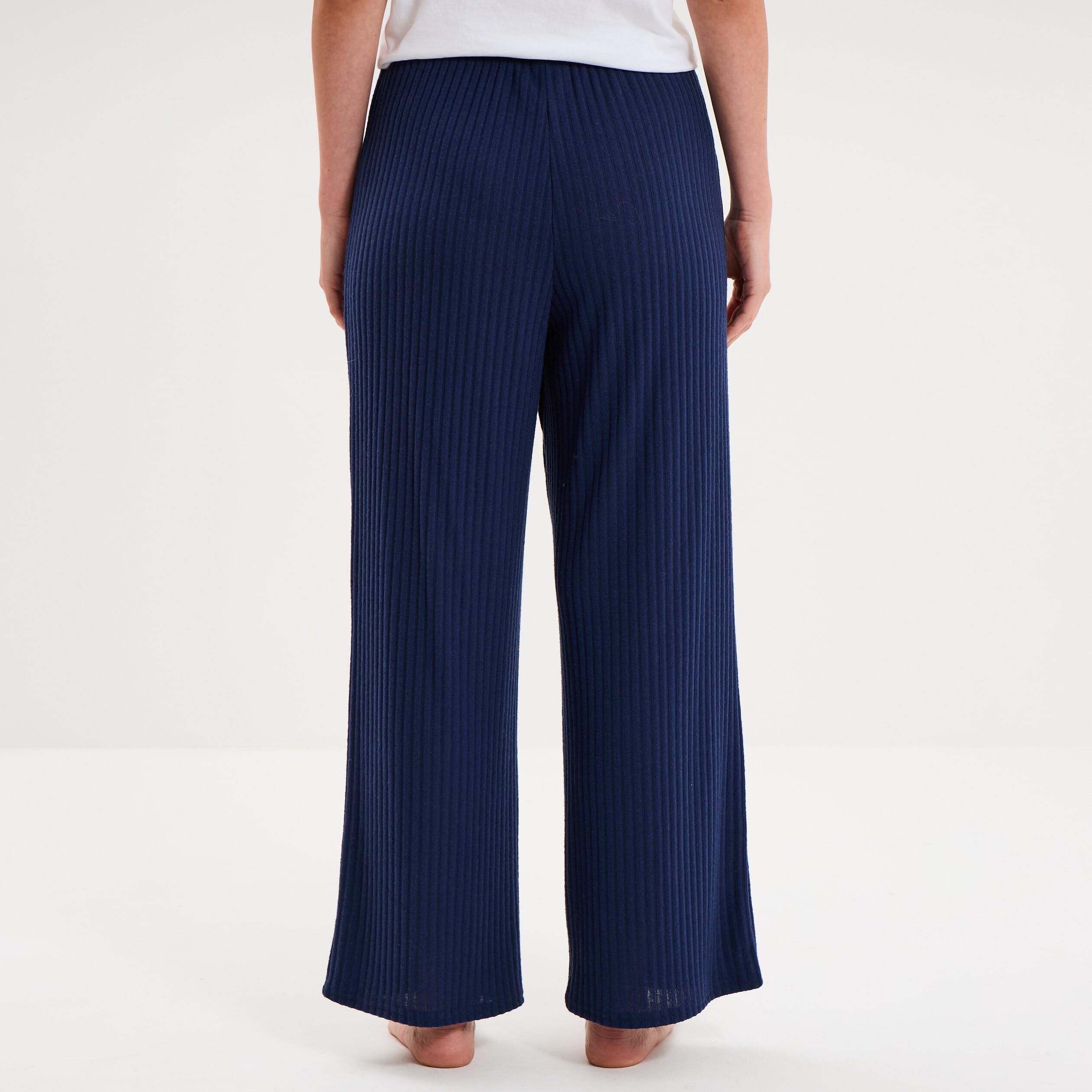 Bas de pyjama large c&ocirc;tel&eacute; long bleu marine femme