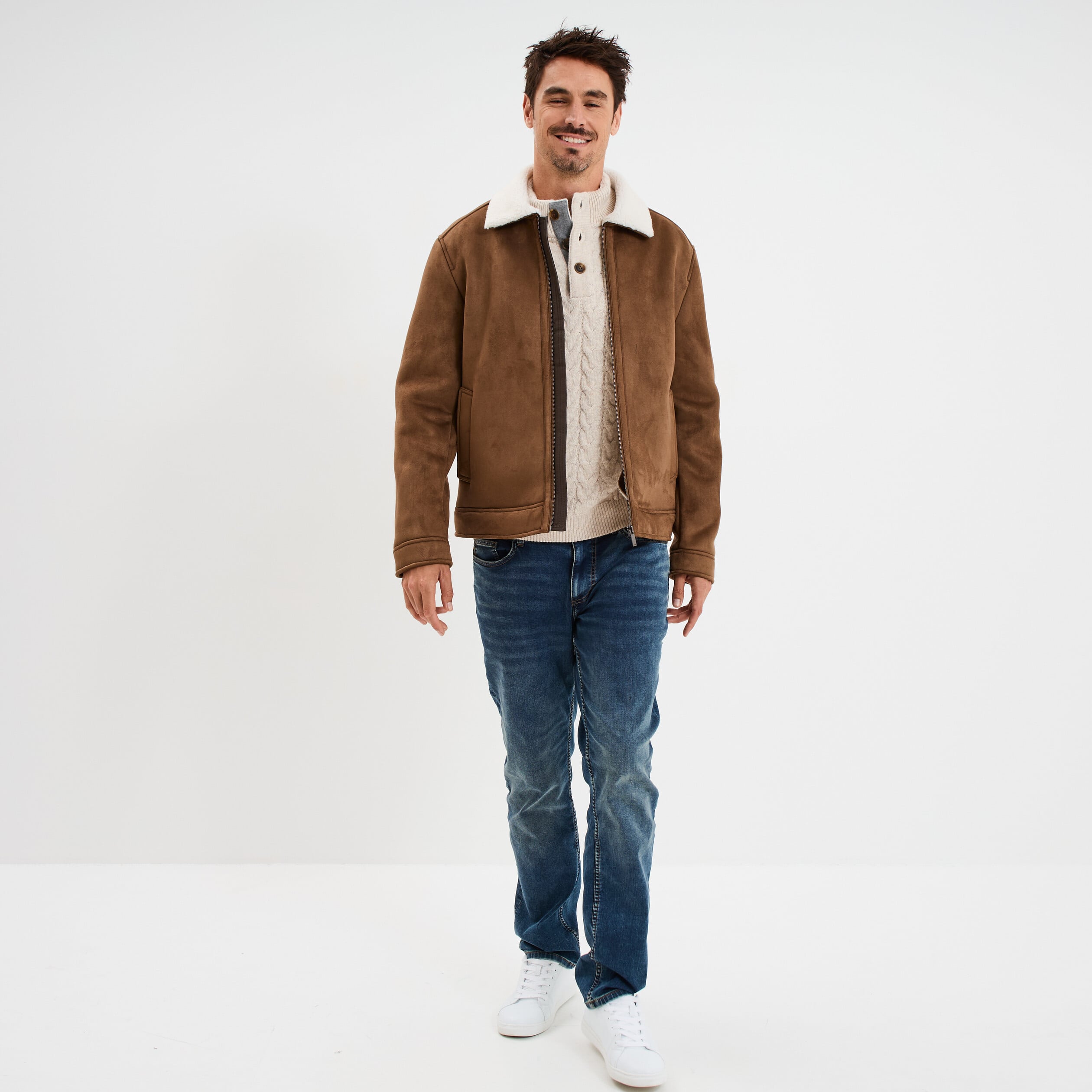 Pull Coupe-vent Tri-Mountain Homme Taille L Beige Motif Pied De Poule