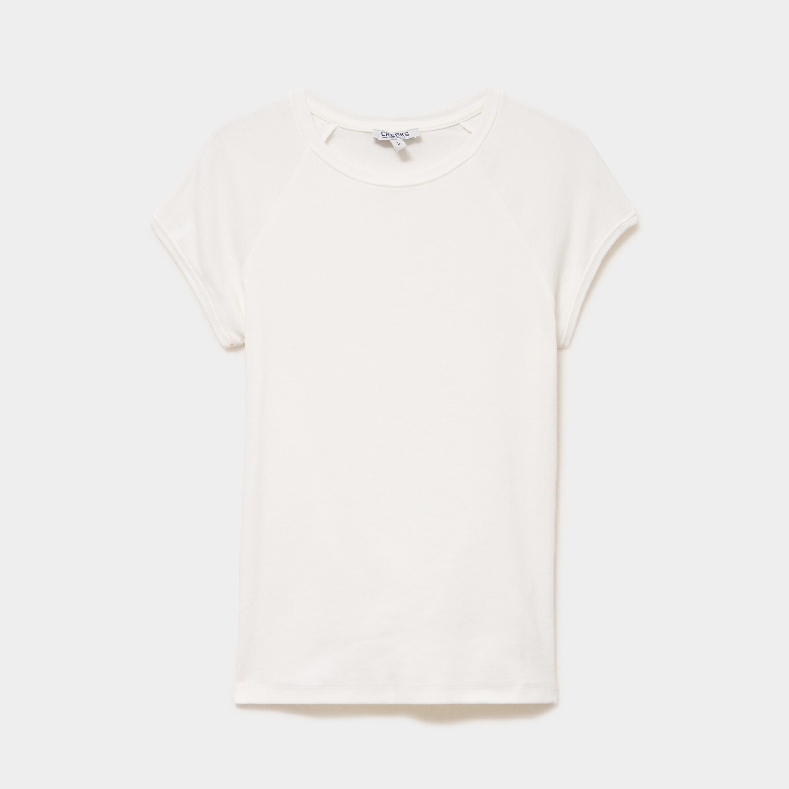 T-shirt ajust&eacute; col rond manches courtes blanc femme