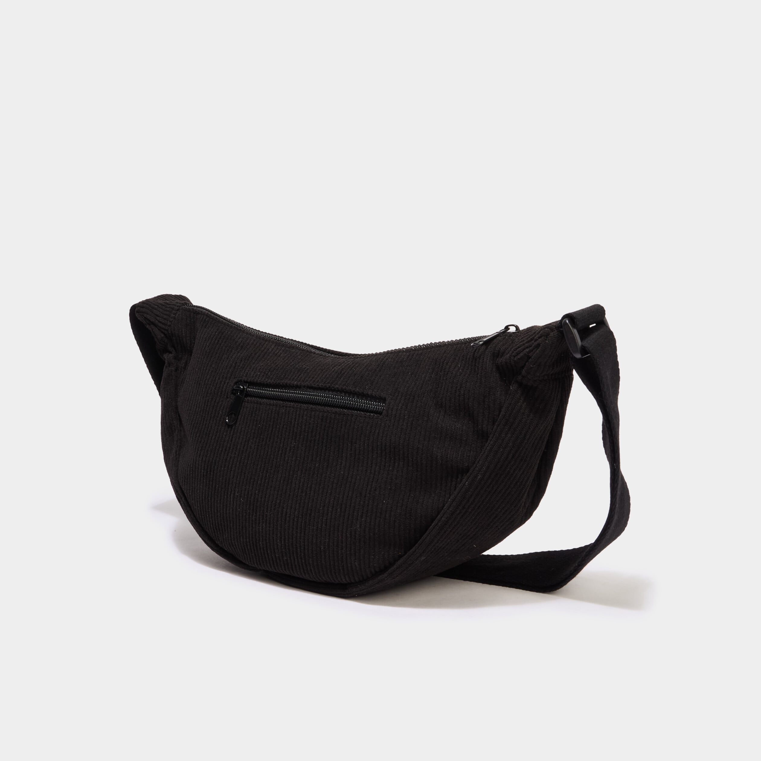 Sac banane effet velours c&ocirc;tel&eacute; noir femme