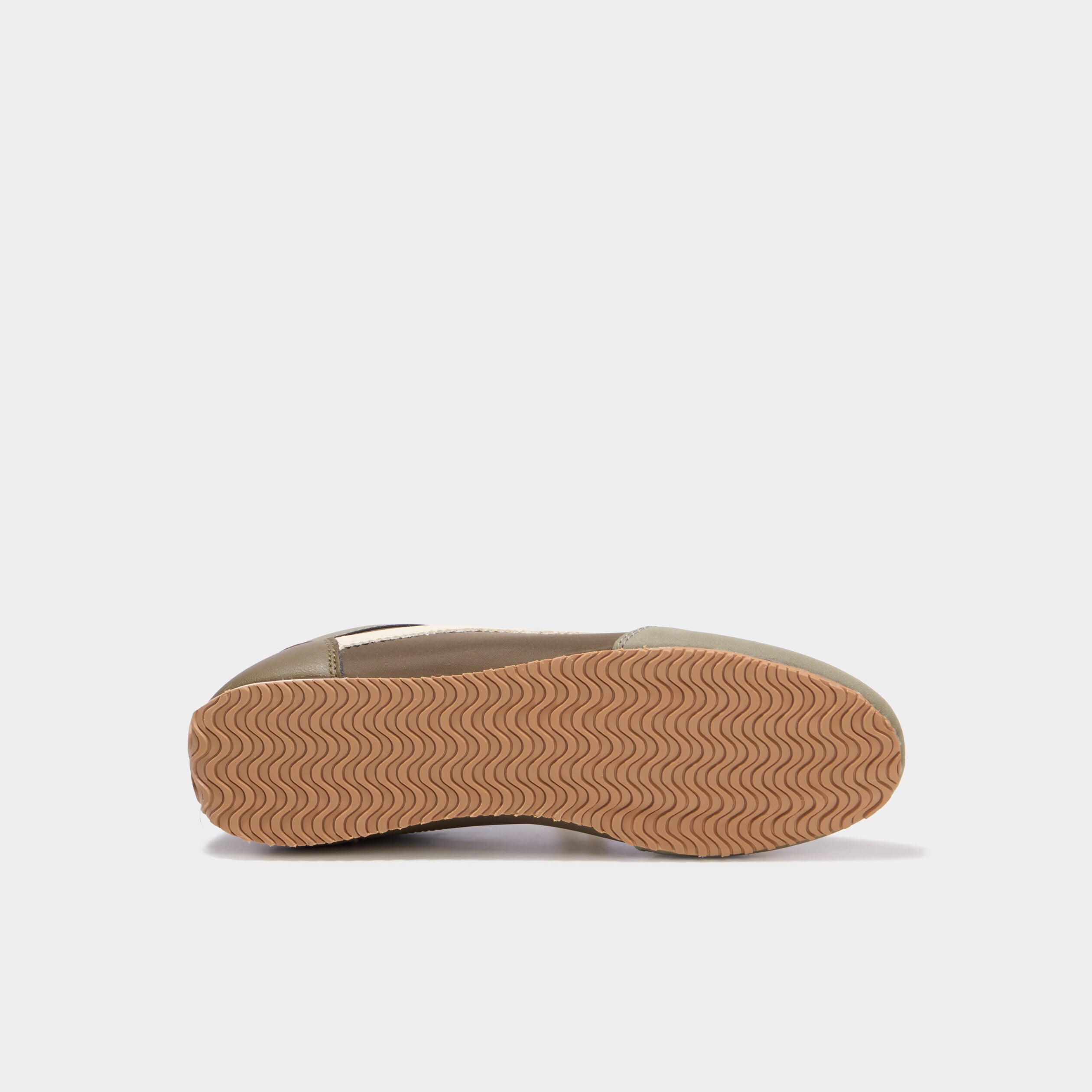 Baskets &agrave; lacets doubles semelle fine vert kaki femme